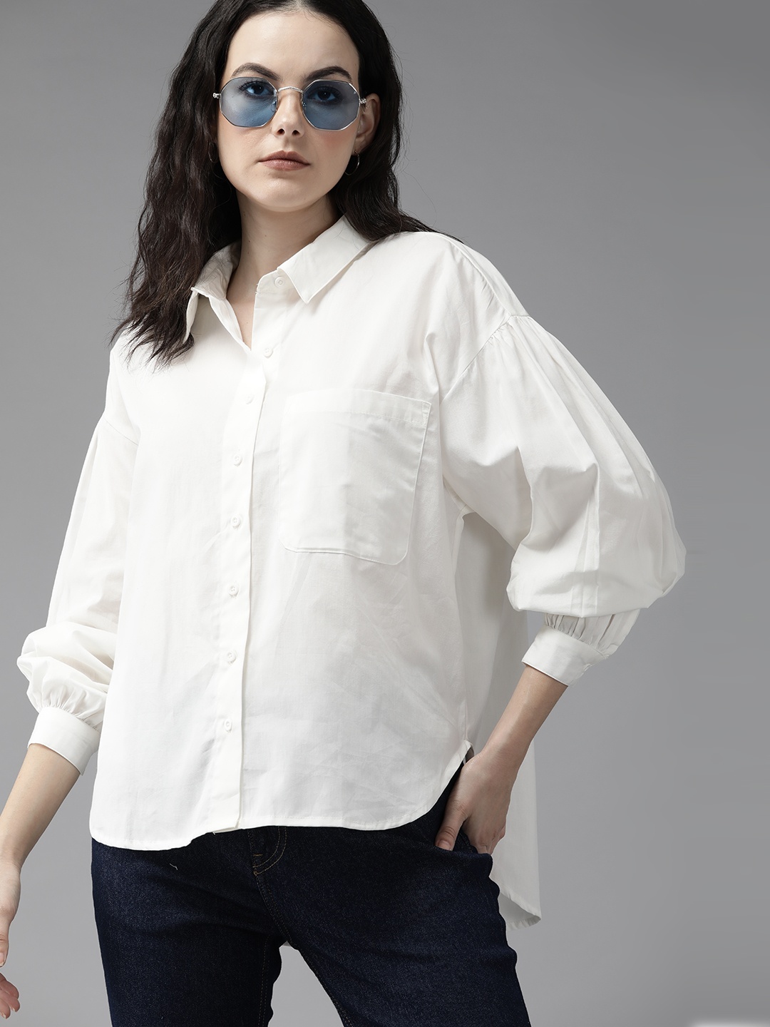 

The Roadster Lifestyle Co. Pure Cotton Casual Shirt, White