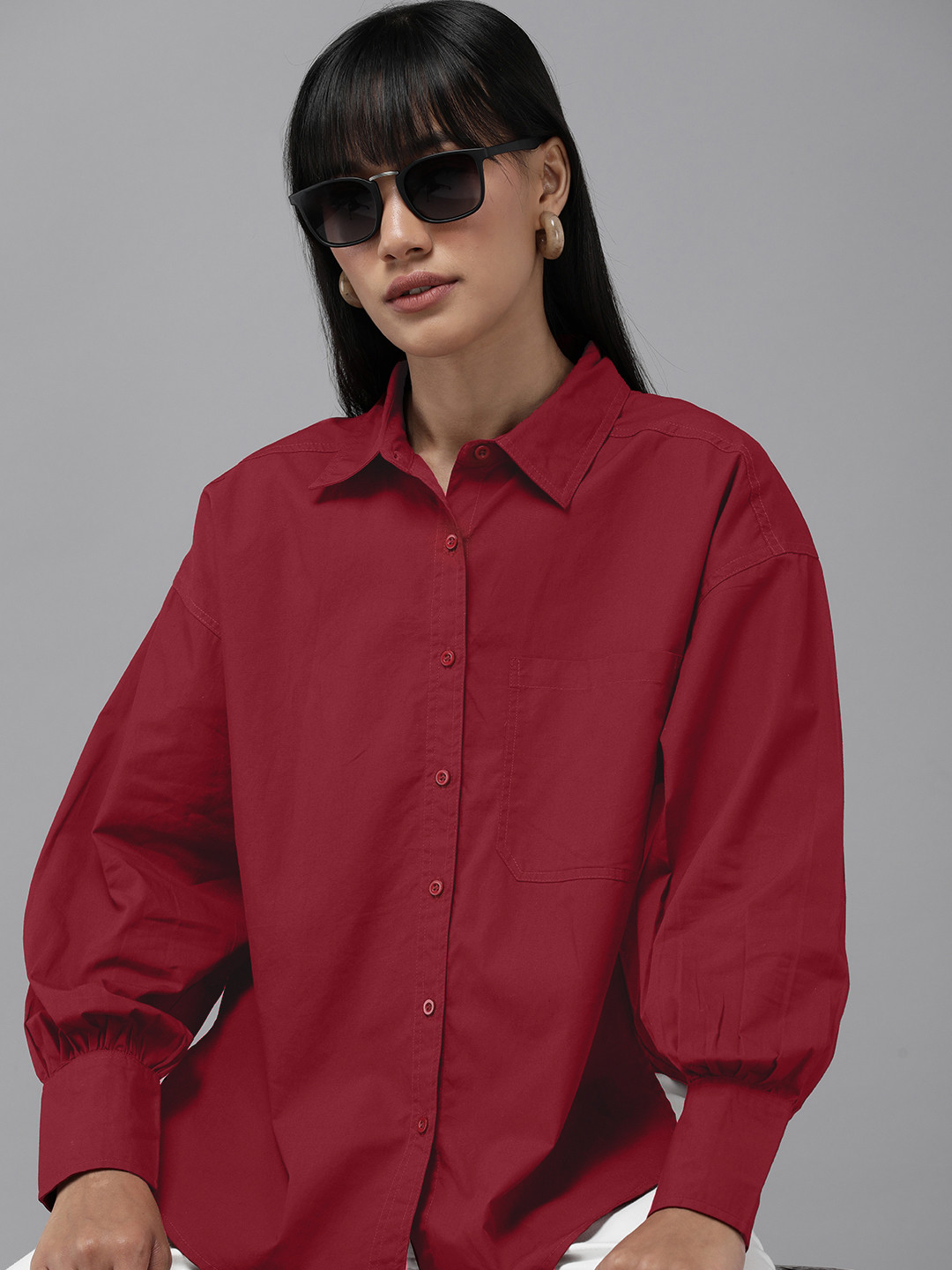 

The Roadster Life Co. Pure Cotton Casual Shirt, Red