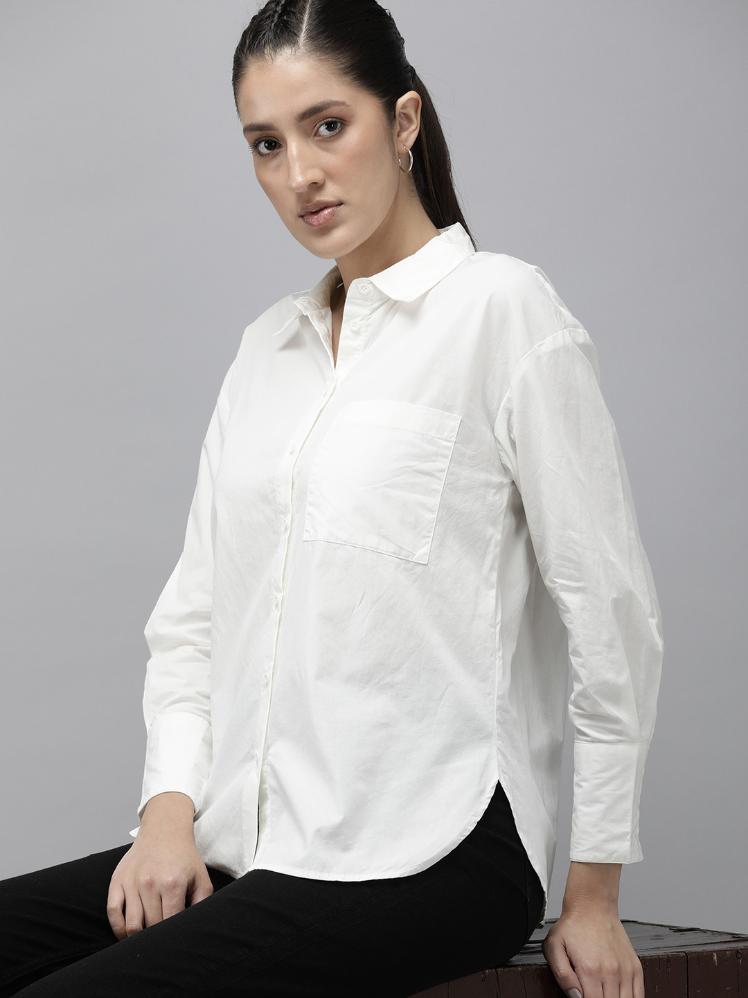 

The Roadster Life Co. Pure Cotton Full Sleeves Casual Shirt, White