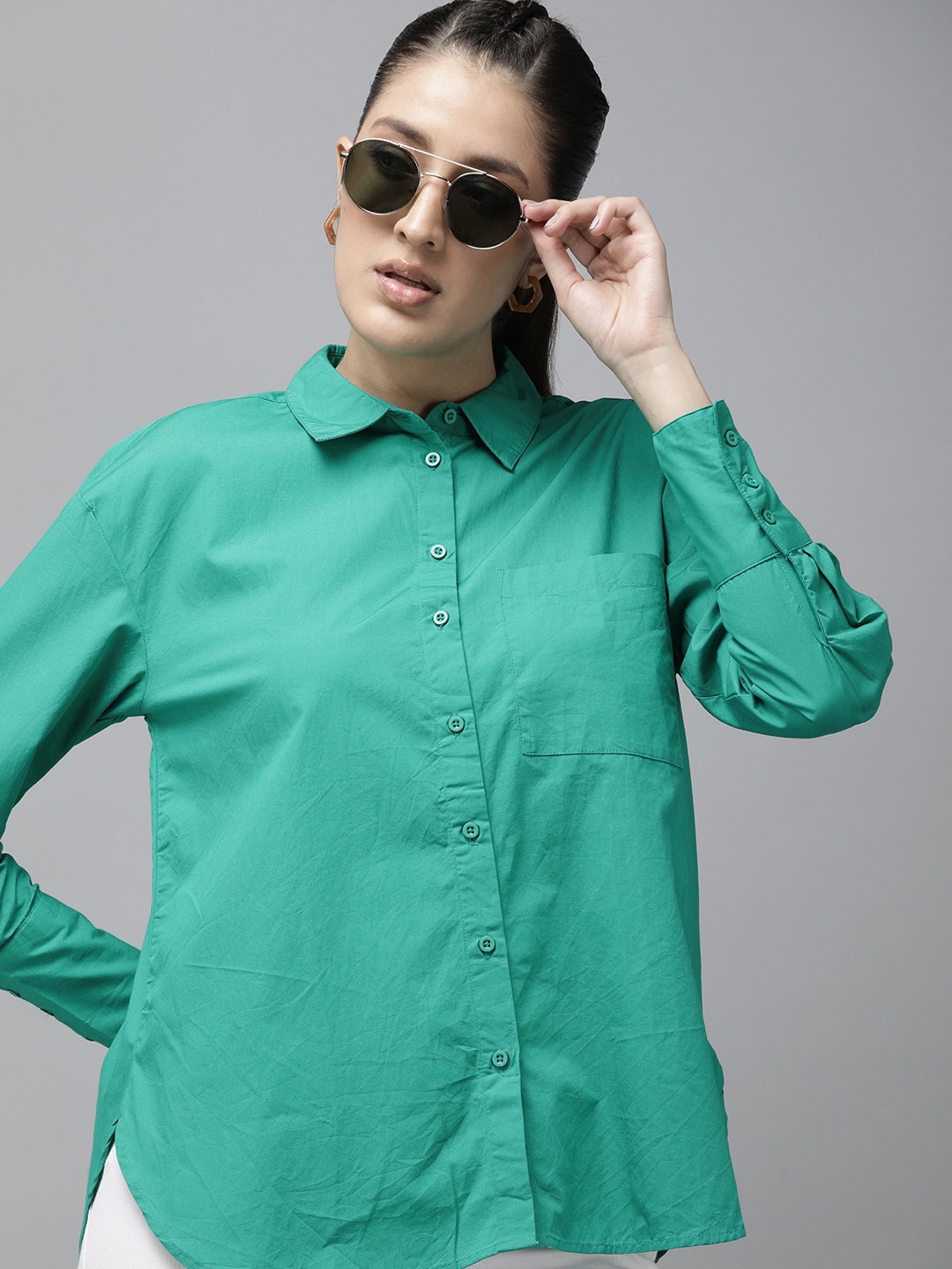 

The Roadster Life Co. Pure Cotton Full Sleeves Casual Shirt, Green