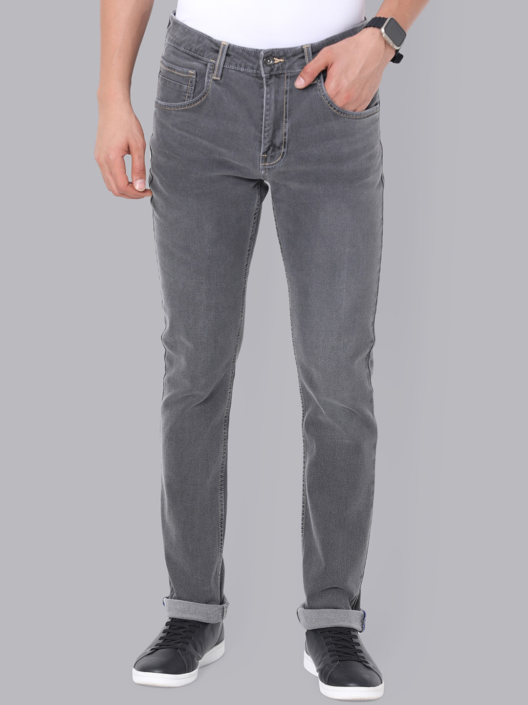 

VAN HEUSEN DENIM LABS Men Slim Fit Light Fade Stretchable Jeans, Grey