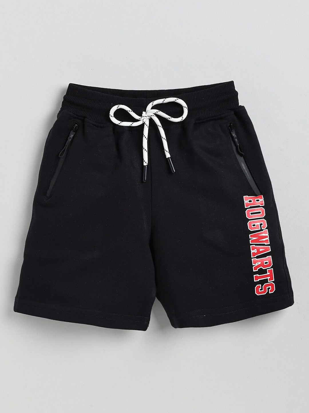 

Ginie Boys Typography Printed Slim Fit Mid-Rise Cotton Shorts, Black