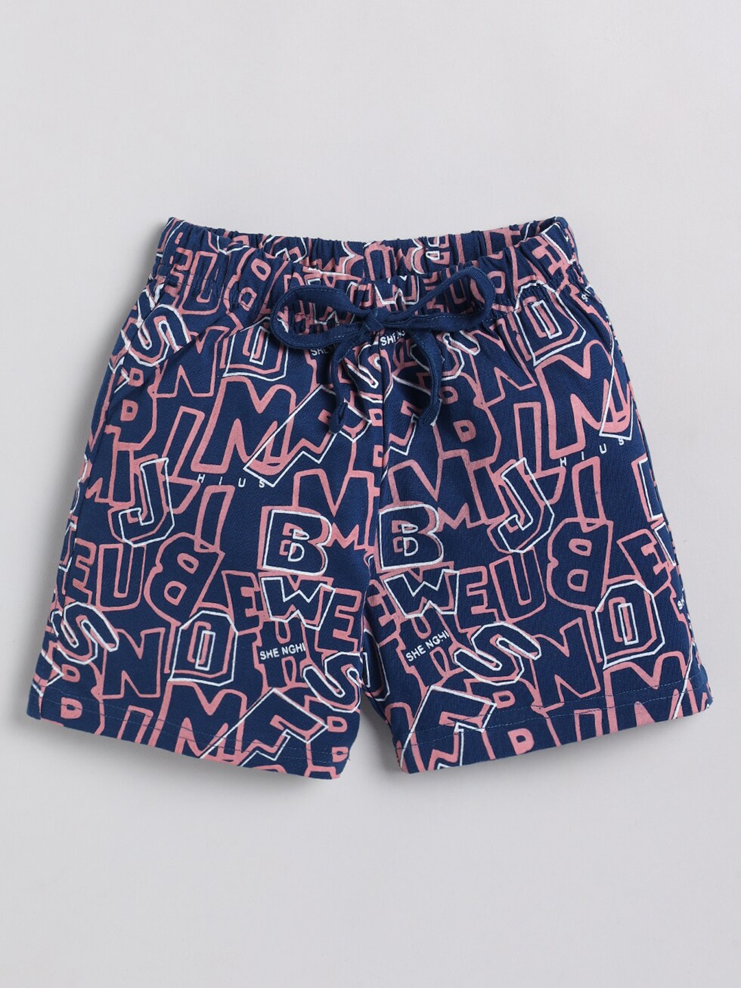 

Ginie Boys Mid Rise Conversational Printed Cotton Slim Fit Shorts, Blue