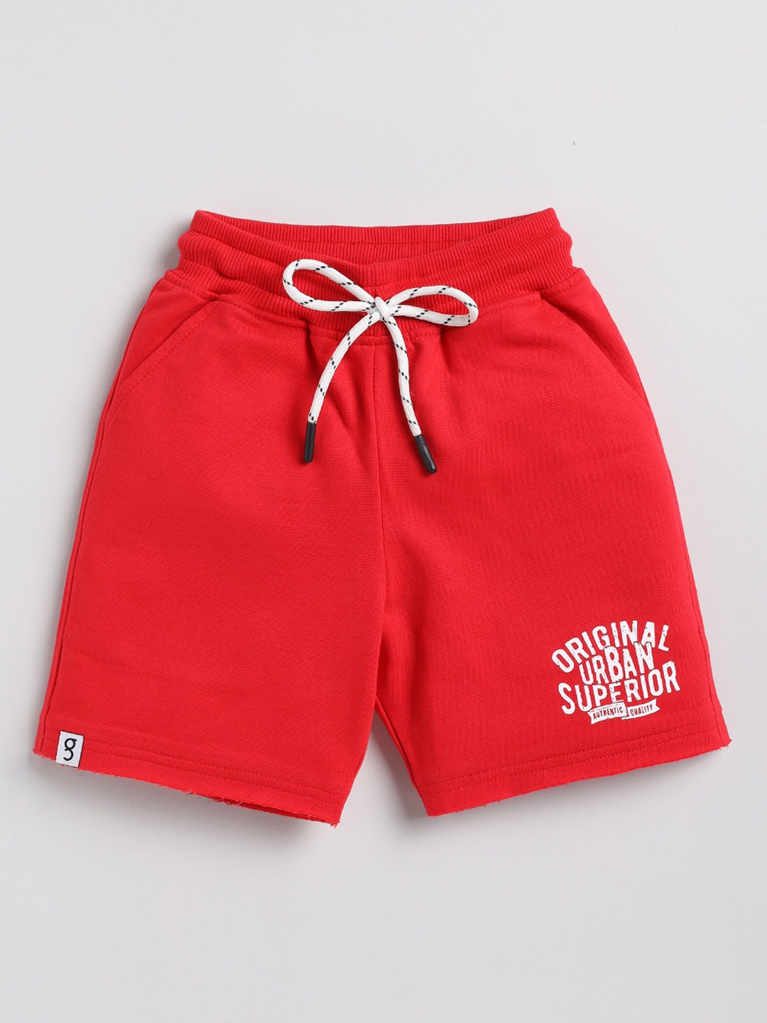 

Ginie Boys Mid Rise Cotton Slim Fit Shorts, Red