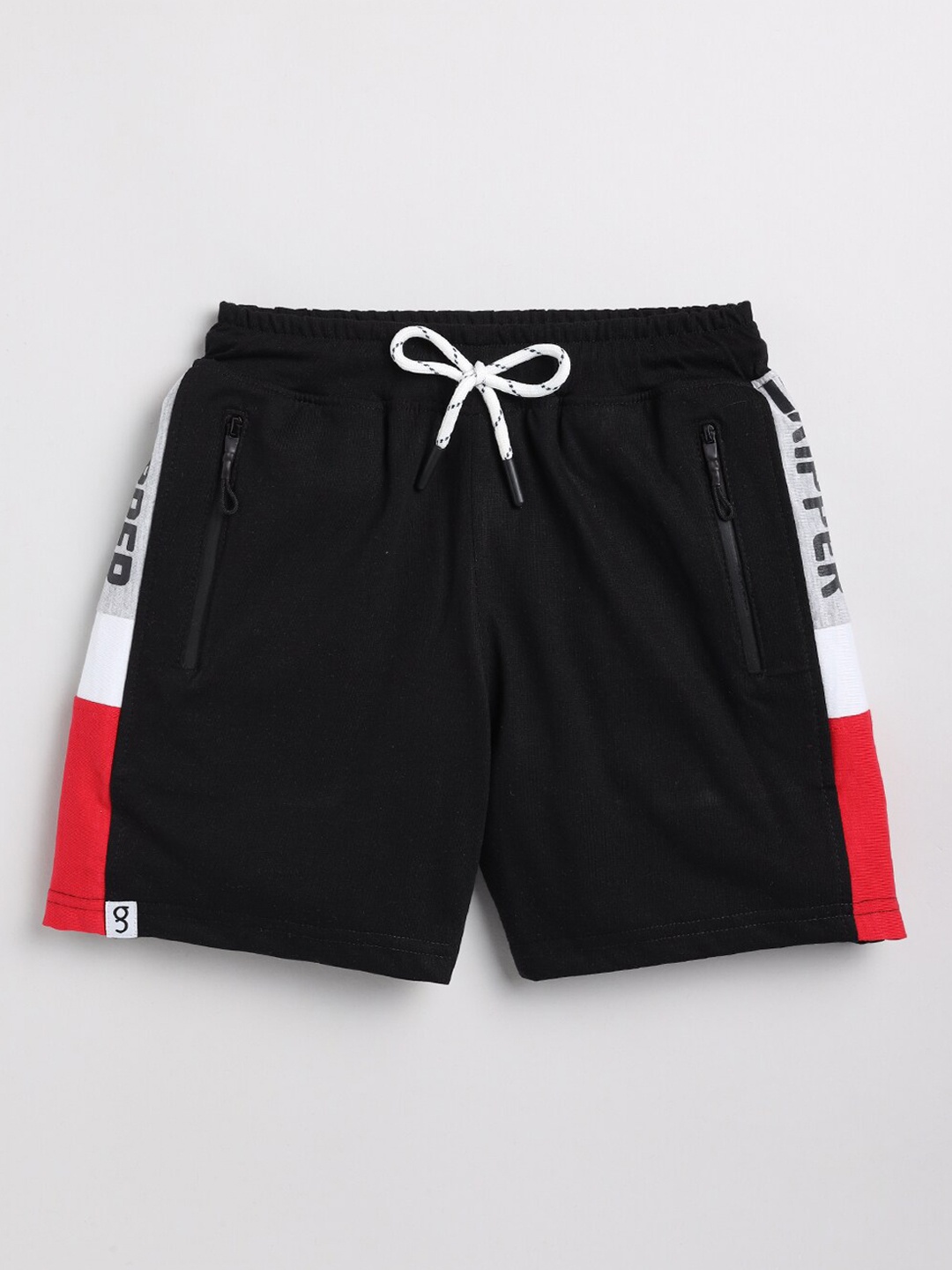 

Ginie Boys Mid Rise Pure Cotton Slim Fit Shorts, Black