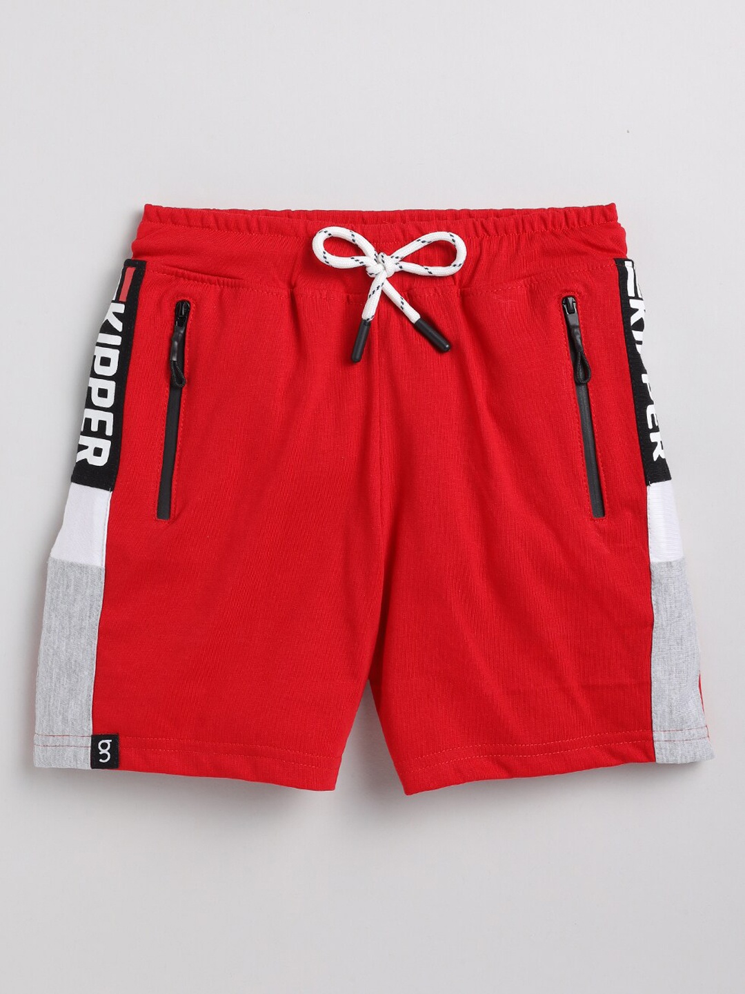 

Ginie Boys Mid Rise Pure Cotton Slim Fit Shorts, Red