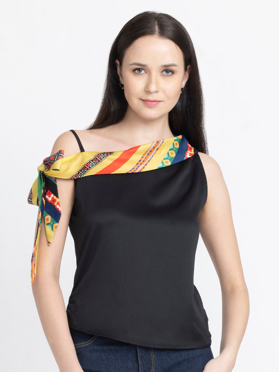 

SHAYE One-Shoulder Top, Black