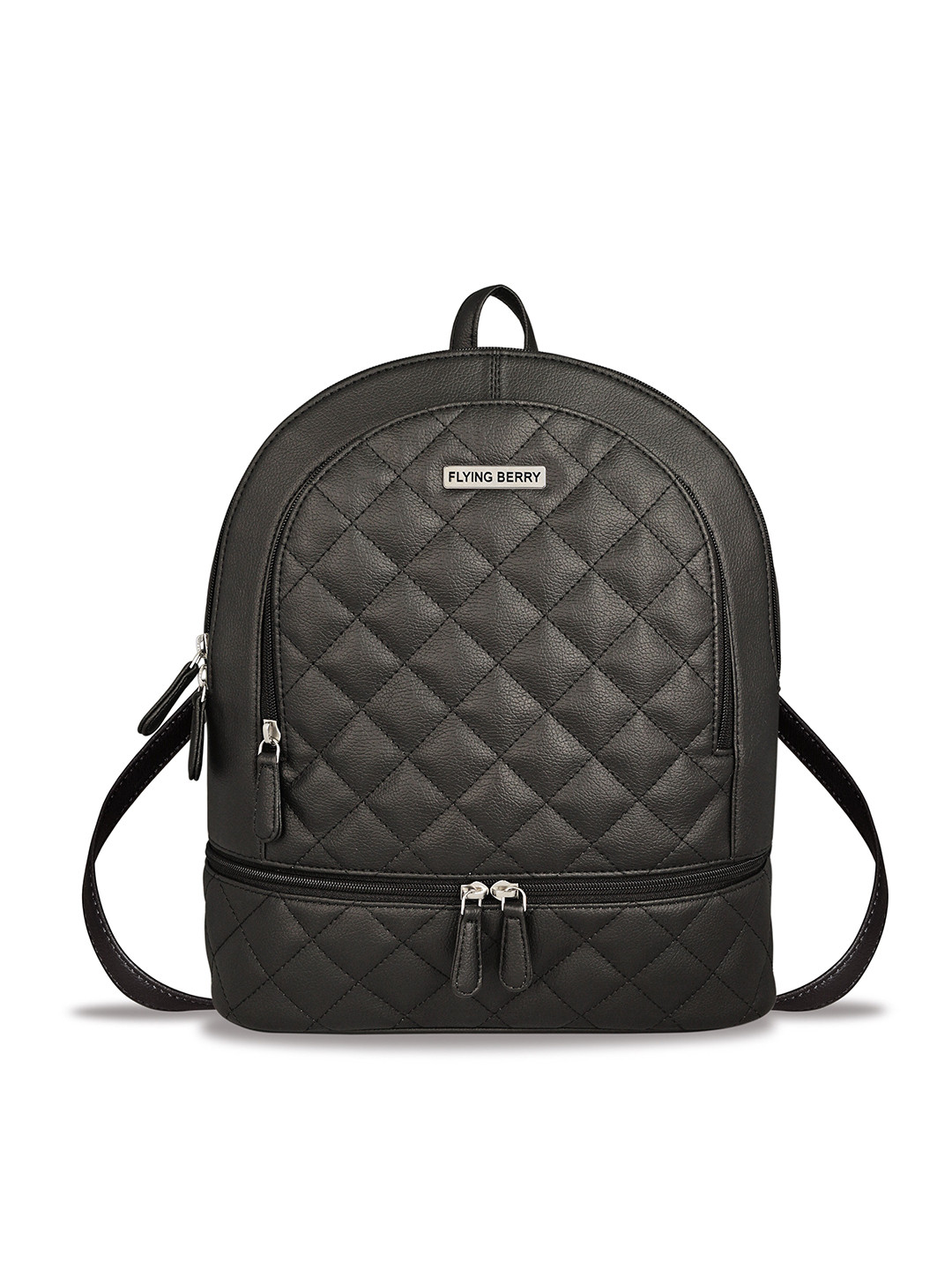 

FLYING BERRY Women Non-Padded Quilted Backpack with Compression Straps, Black