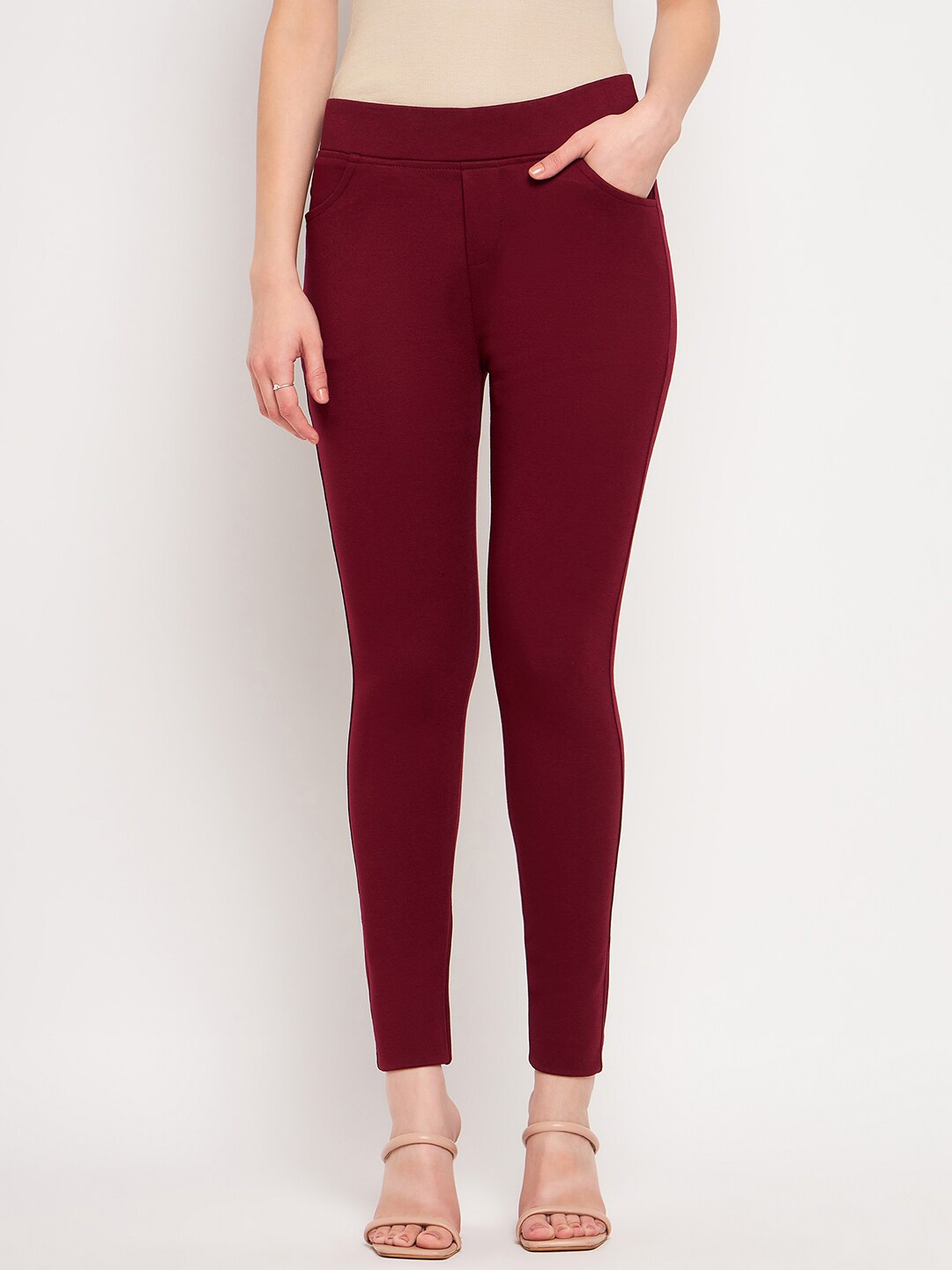 

TULIP 21 Women Ankle Length Slim Fit Stretchable Jeggings, Maroon