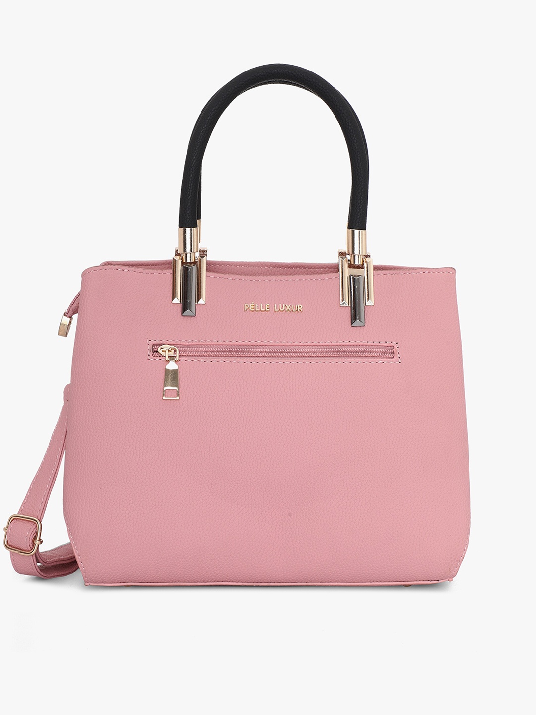 

PELLE LUXUR Colourblocked Structured Handheld Bag, Pink