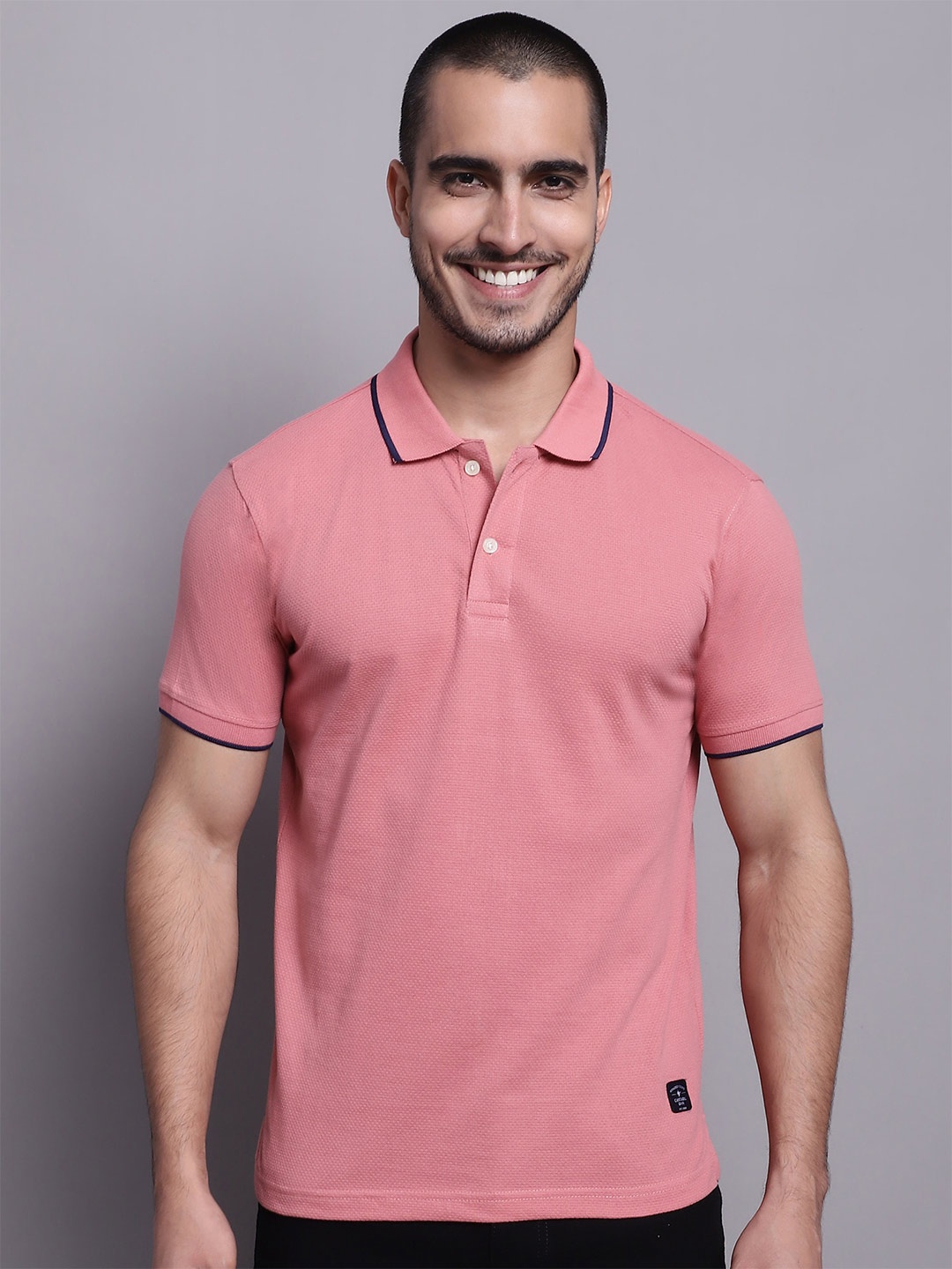 

Cantabil Solid Polo Collar Cotton T-shirt, Pink