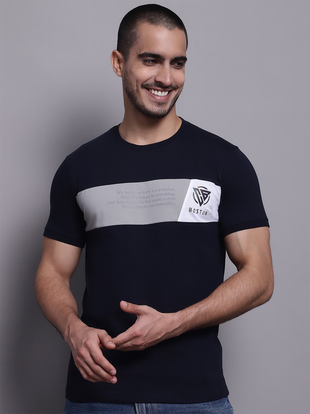 

Cantabil Round Neck Cotton T-Shirt, Black