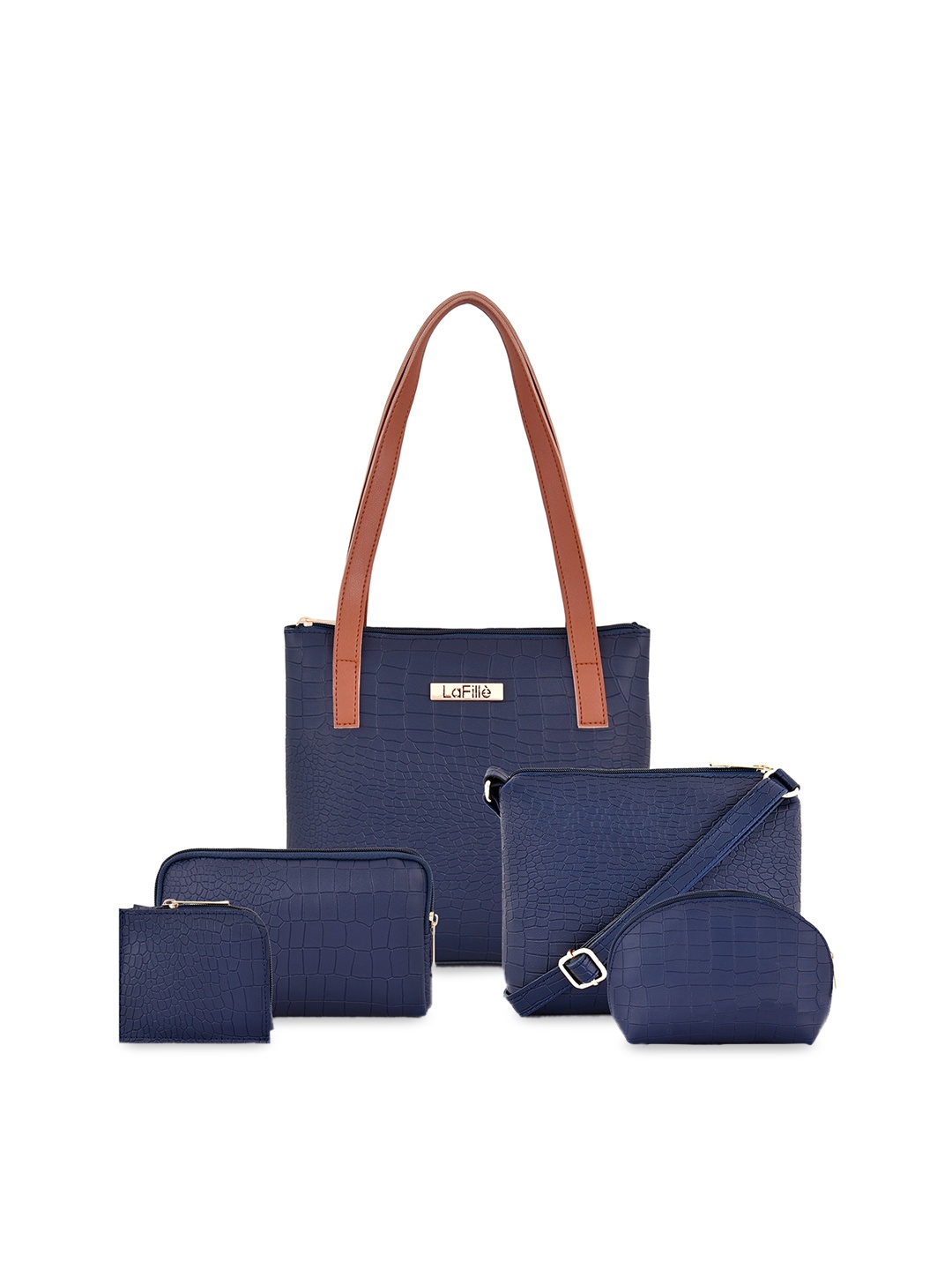 

LaFille Pack Of 5 PU Handbags, Blue
