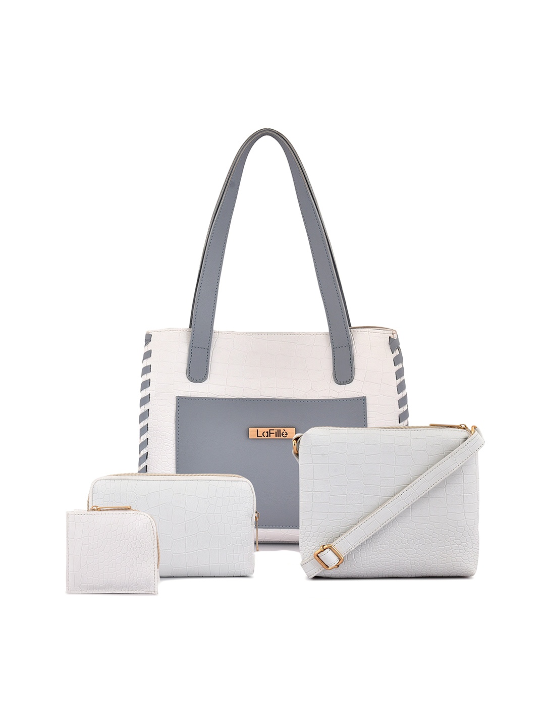 

LaFille Set of 4 Textured Structured Shoulder Bag, White