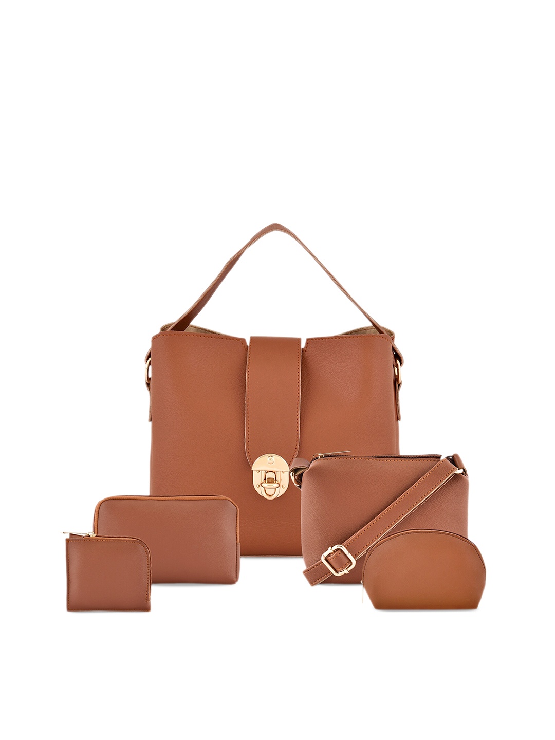 

LaFille Set Of 5 Structured Handbags, Tan