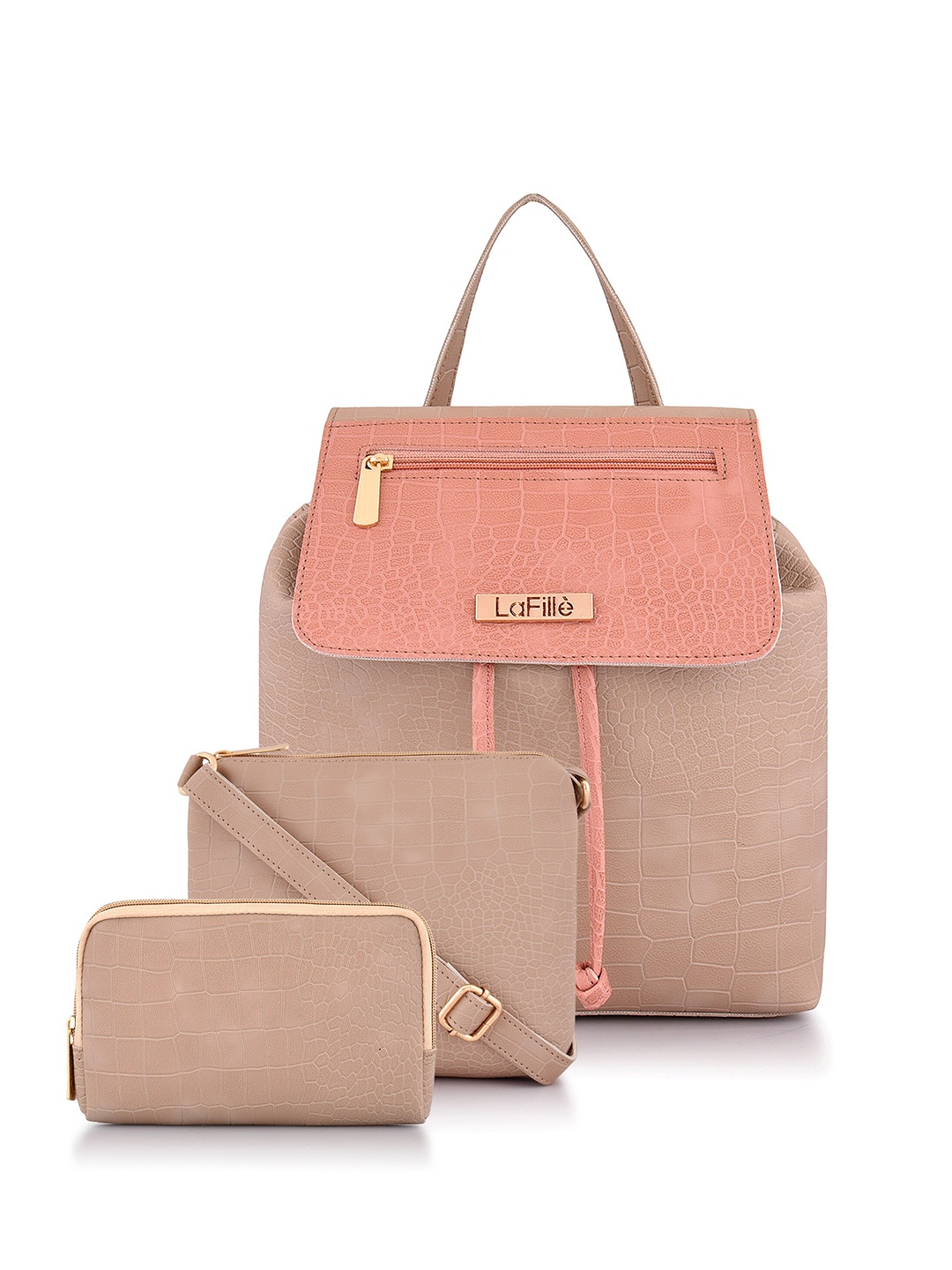 

LaFille Women Set Of 3 Backpack & Sling Bag, Beige