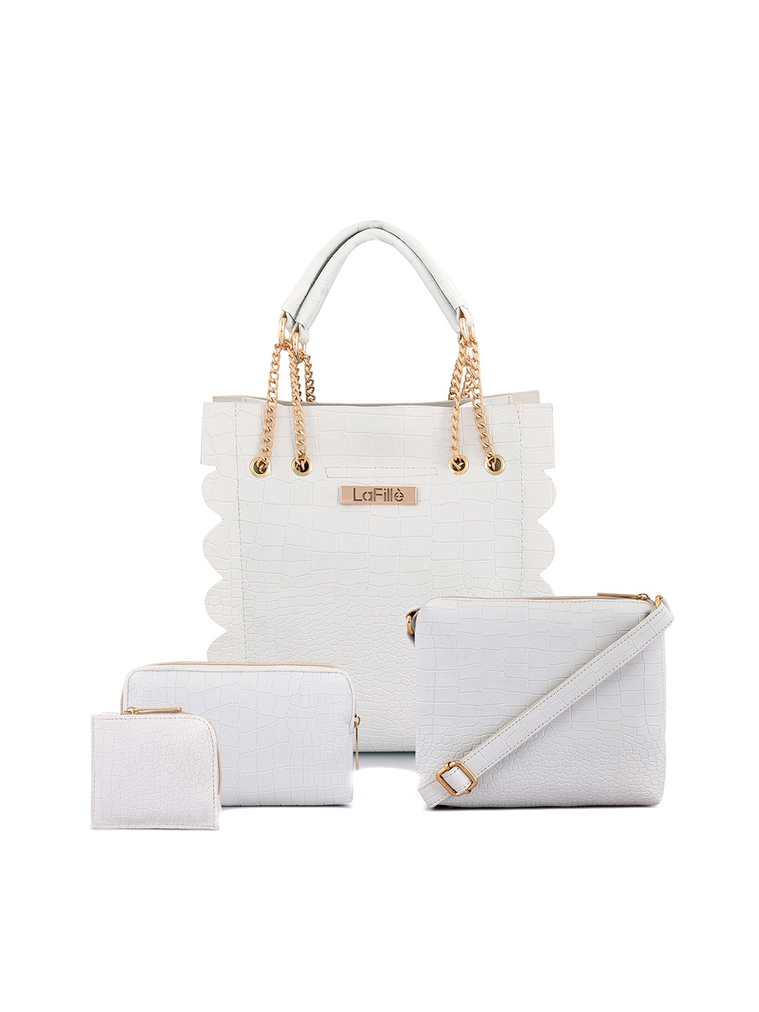 

LaFille Set of 4 PU Structured Handbags, White