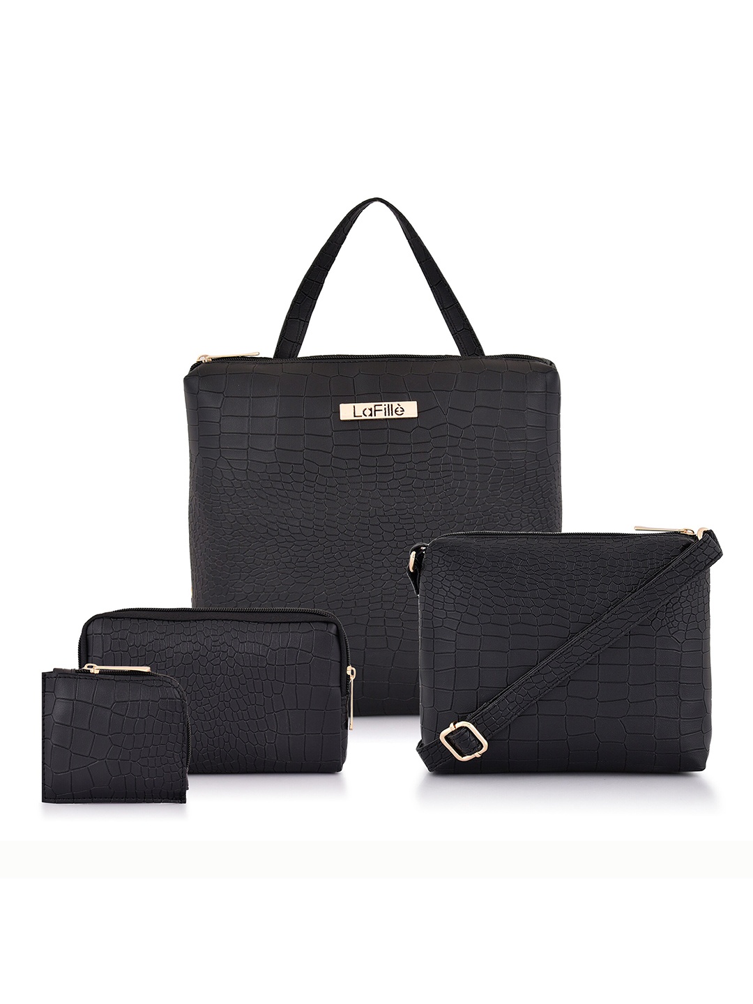 

LaFille Women Set Of 4 Backpack & Sling Bag, Black