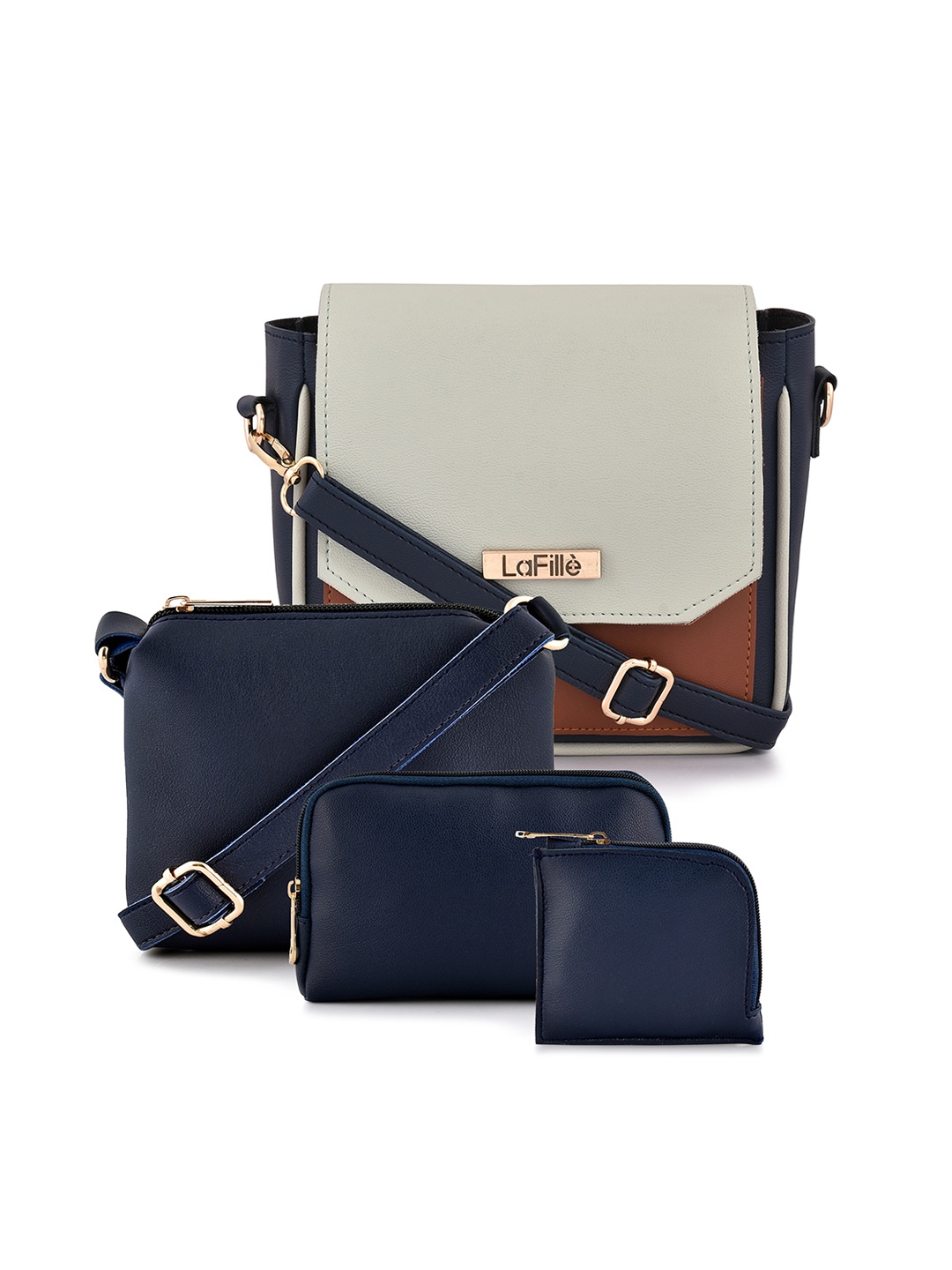 

LaFille Set of 4 PU Structured Sling Bags, Blue