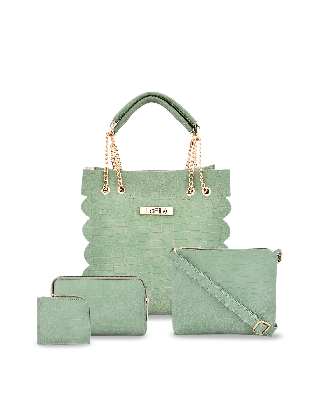 

LaFille Set Of 4 Oversized Structured Handheld Bag, Green