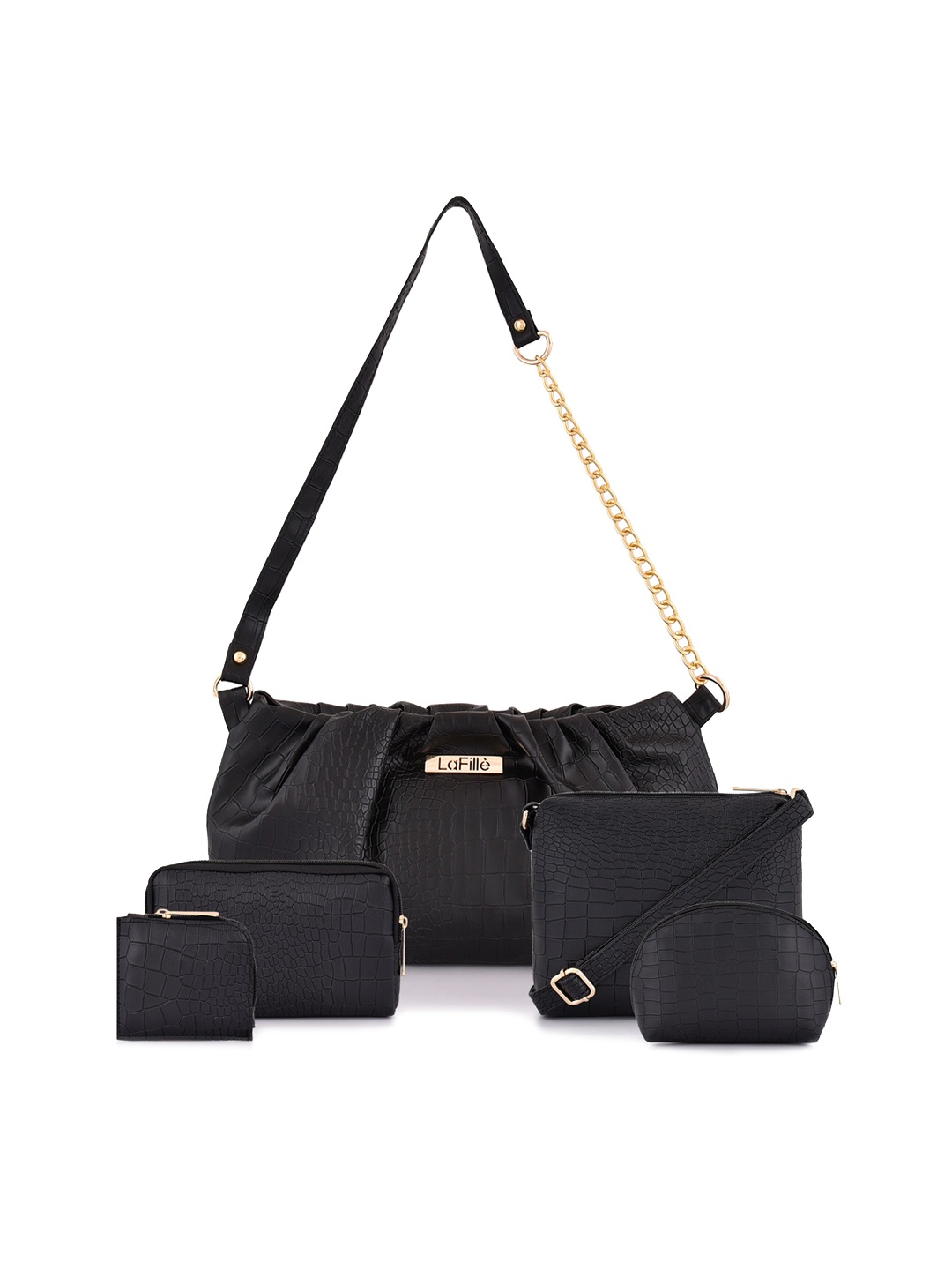 

LaFille Set Of 5 Textured Structured Shoulder Bag, Black