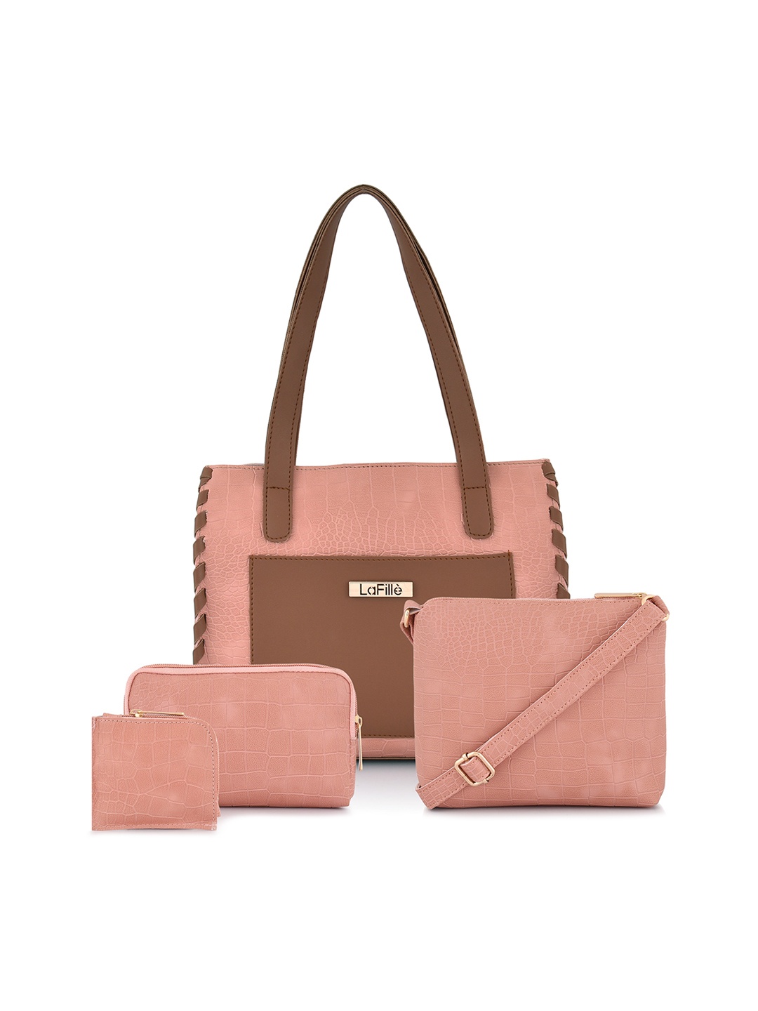 

LaFille Set of 4 PU Structured Bags, Peach