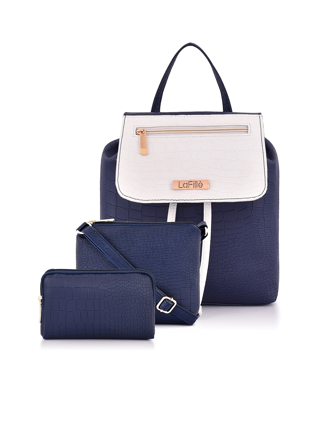 

LaFille Women Set Of 3 Backpack With Sling & Wallet, Blue