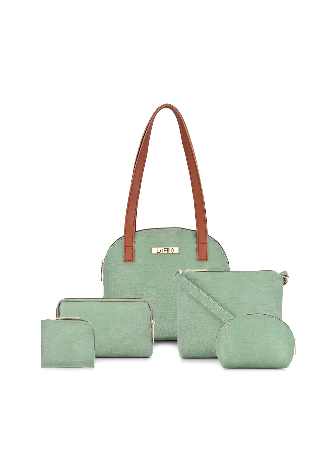 

LaFille Set of 5 PU Structured Bags, Green