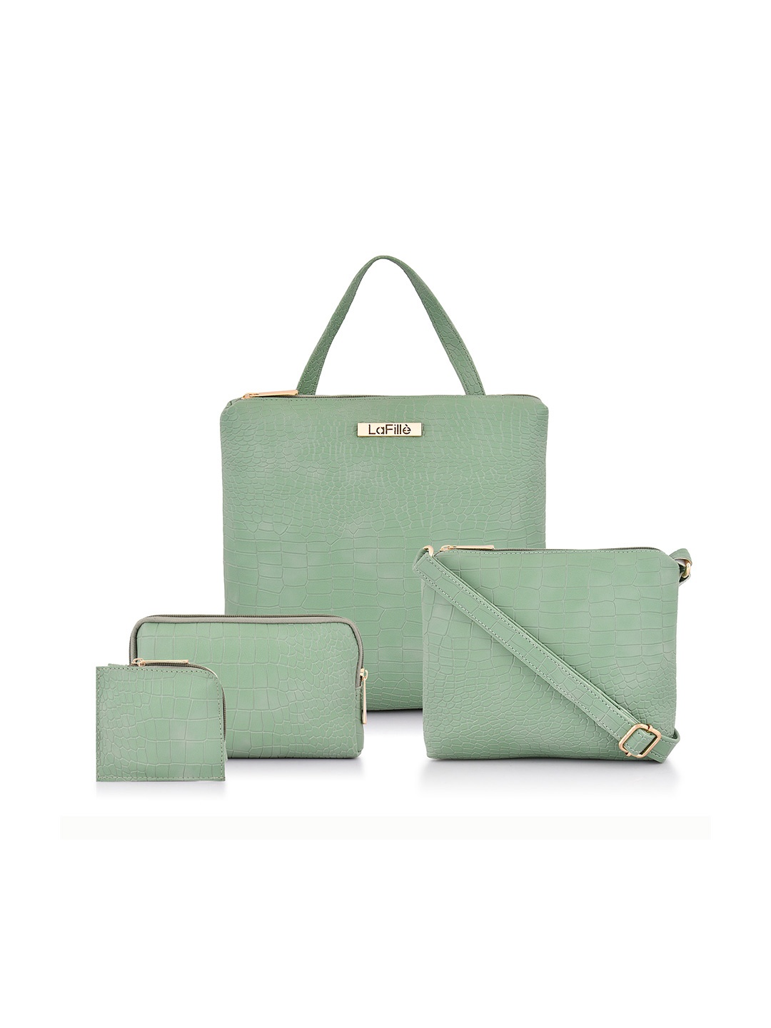 

LaFille Set Of 4 Textured Structured Sling Bag, Green