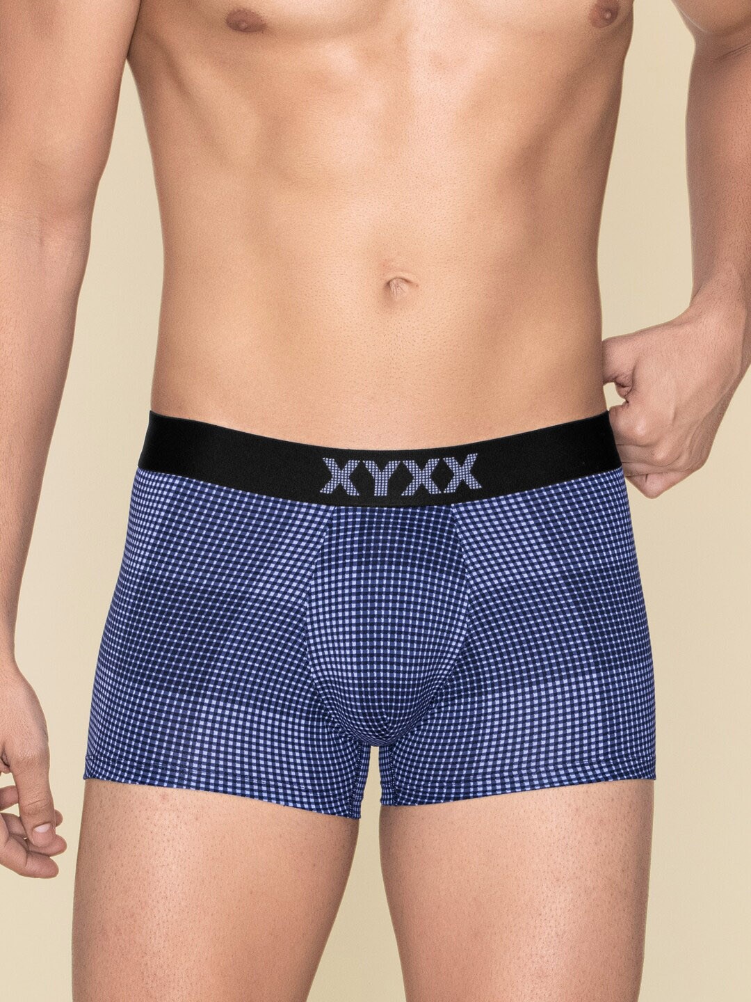 

XYXX Men Checked Blox Micro Modal Trunk XYTRNK189, Blue