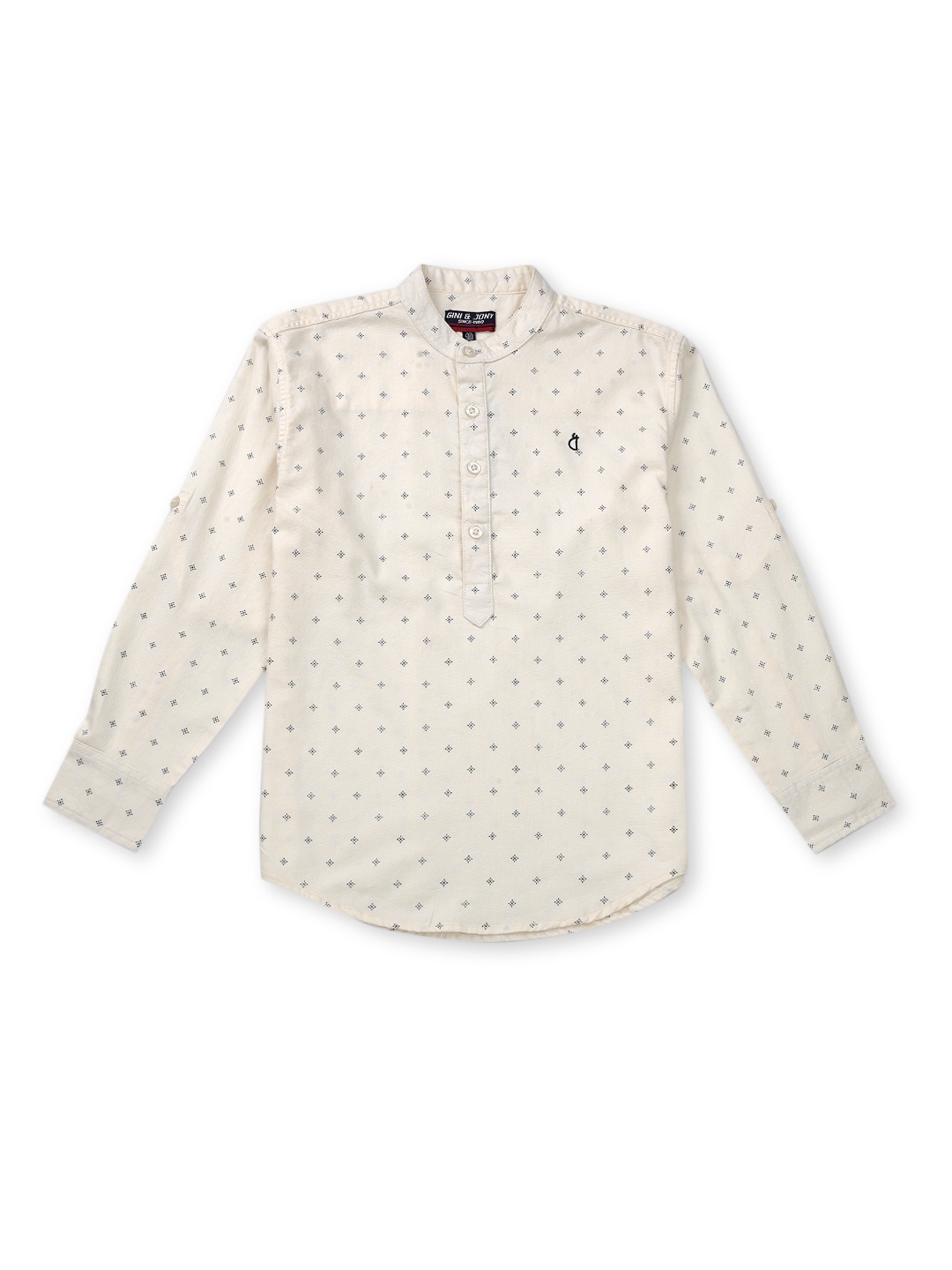 

Gini and Jony Boys Micro Ditsy Printed Cotton Casual Shirt, Beige