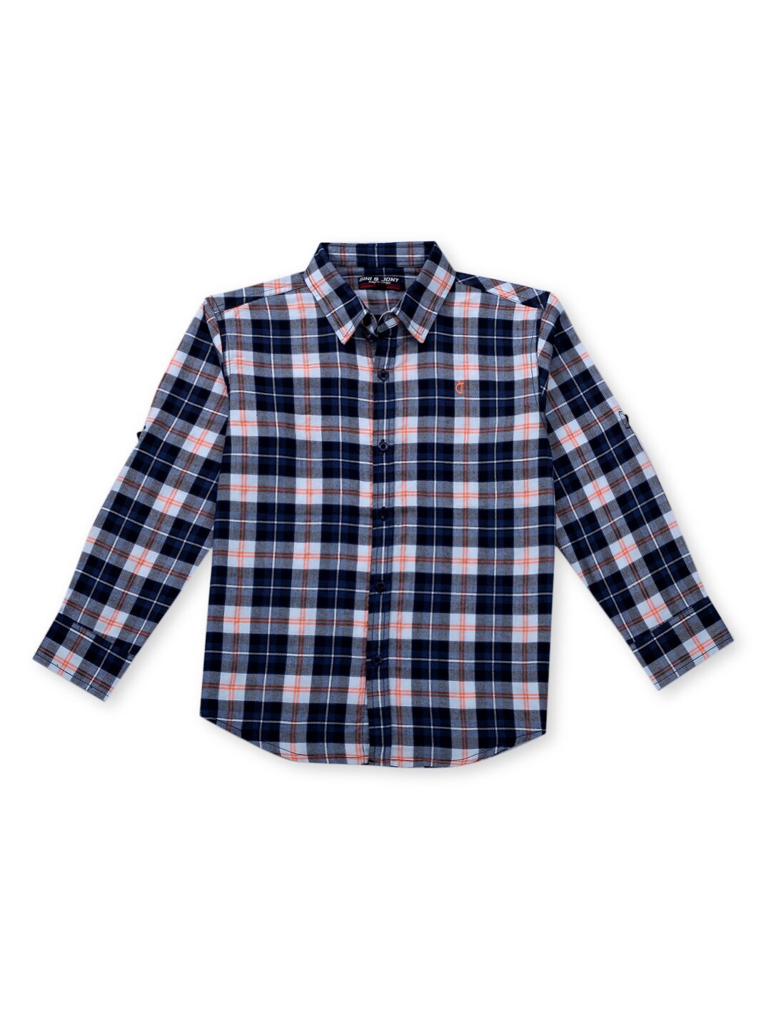 

Gini and Jony Boys Checked Opaque Cotton Casual Shirt, Navy blue