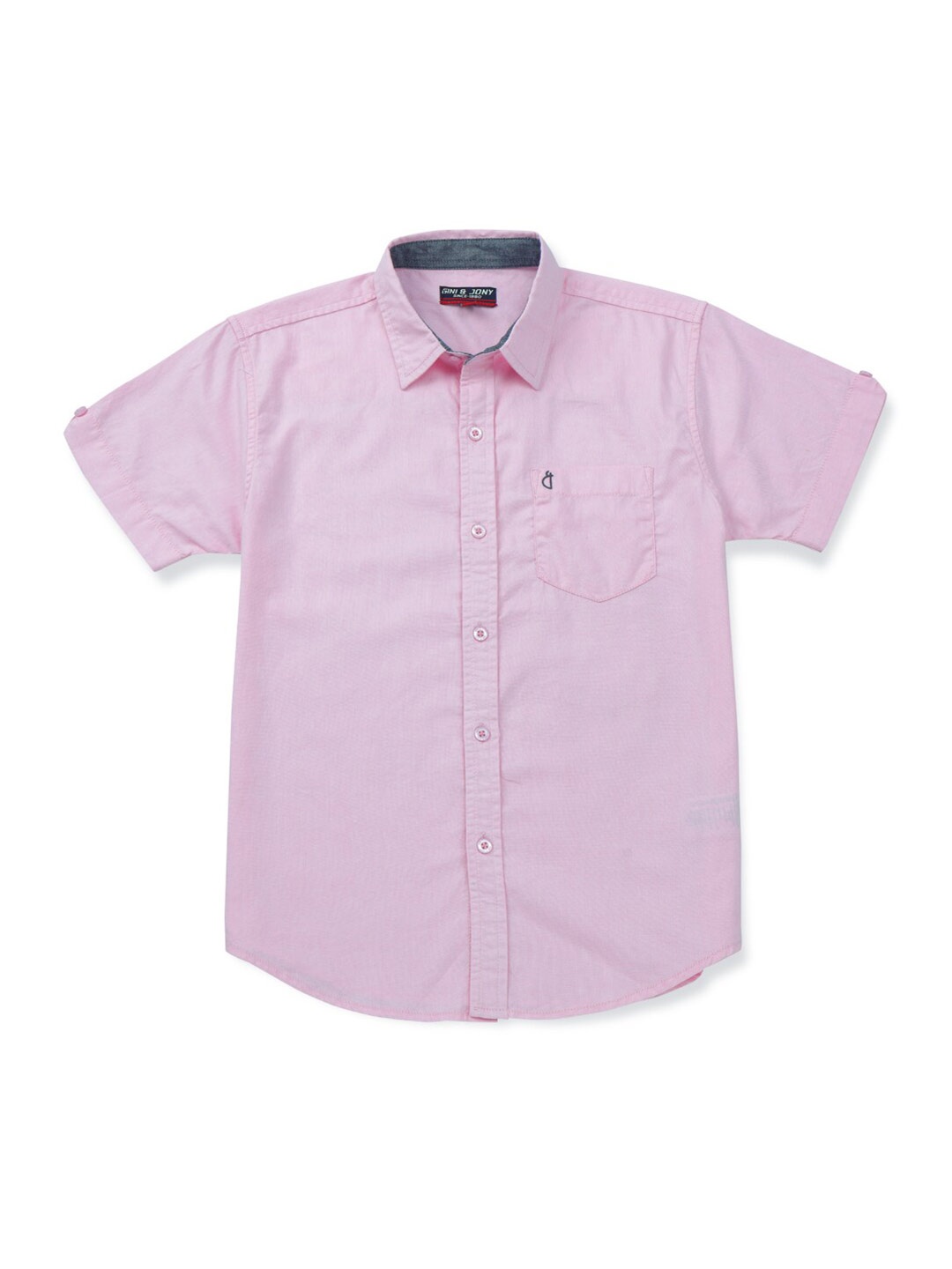 

Gini and Jony Boys Spread Collar Twill Cotton Casual Shirt, Pink