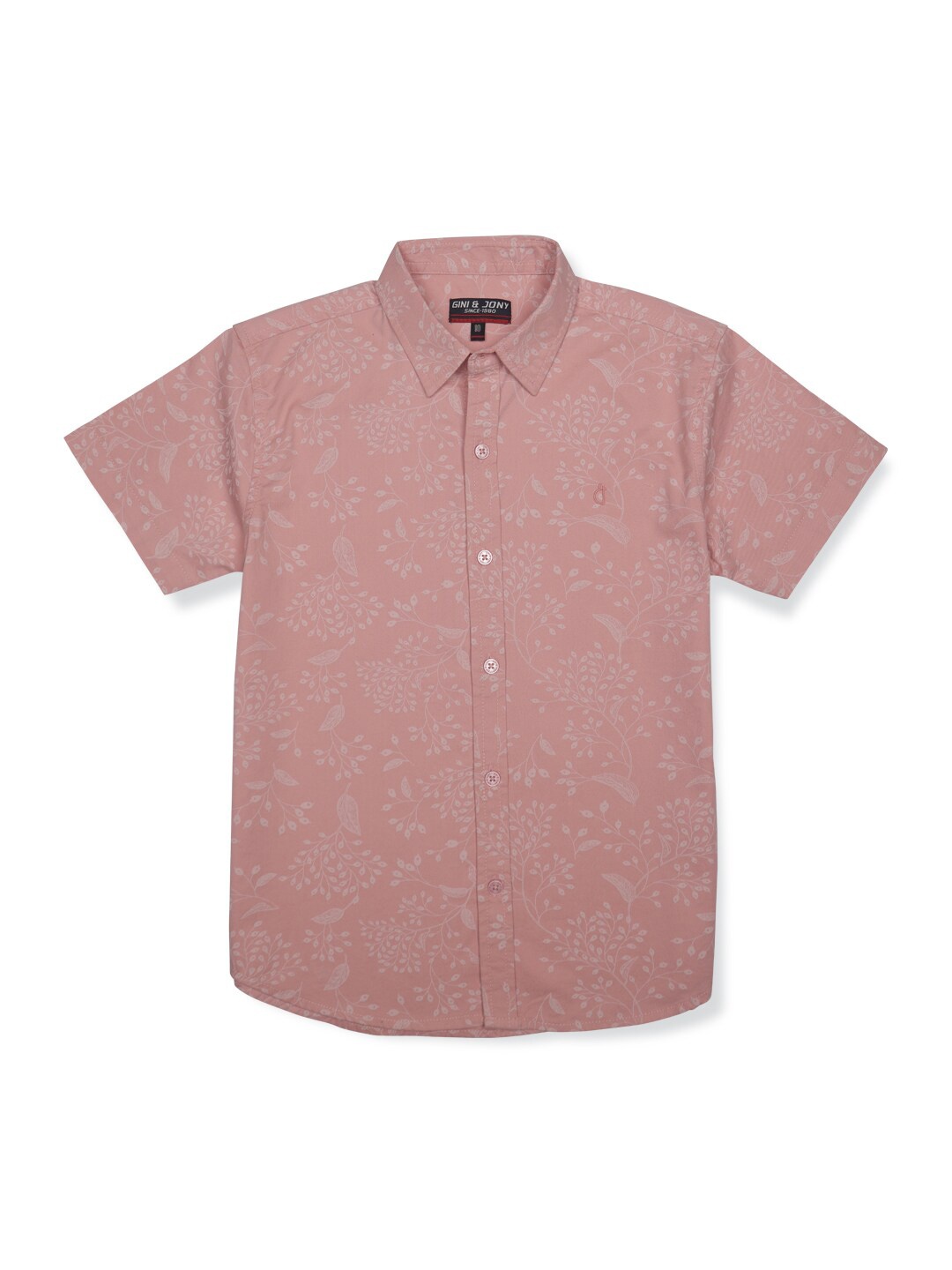 

Gini and Jony Boys Floral Printed Cotton Casual Shirt, Pink