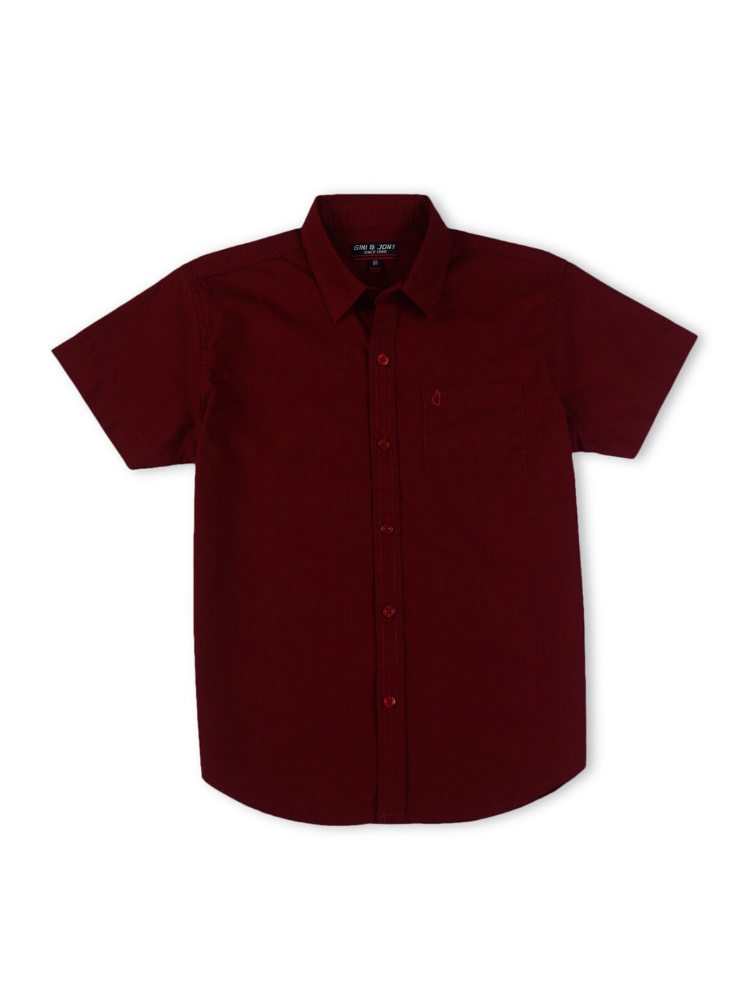 

Gini and Jony Boys Maroon Opaque Casual Shirt