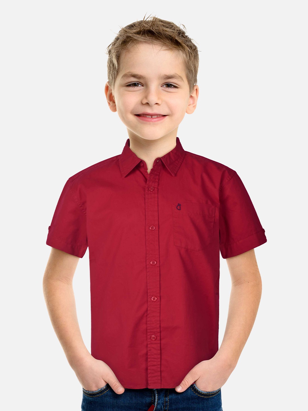 

Gini and Jony Boys Spread Collar Cotton Casual Shirt, Red