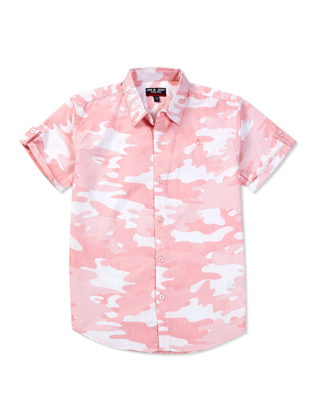 

Gini and Jony Infant Boys Camouflage Printed Cotton Casual Shirt, Pink
