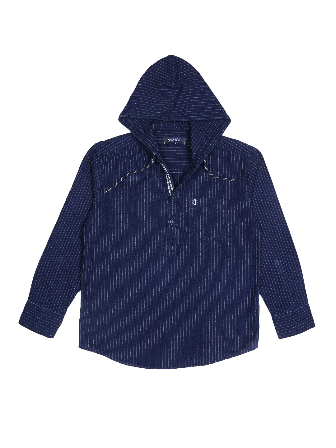 

Gini and Jony Boys Striped Comfort Hooded Cotton Casual Shirt, Navy blue