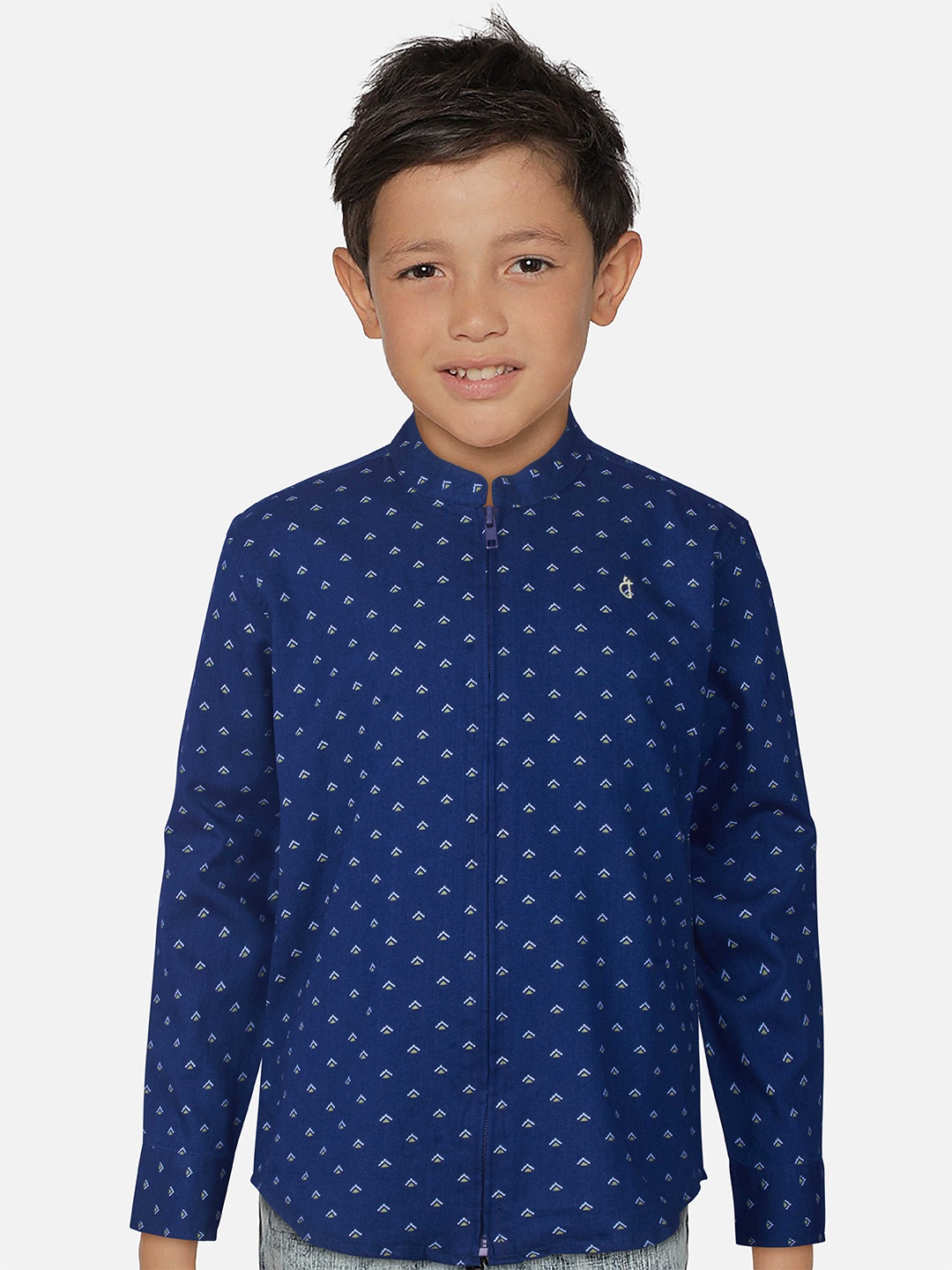 

Gini and Jony Boys Printed Comfort Denim Casual Shirt, Navy blue