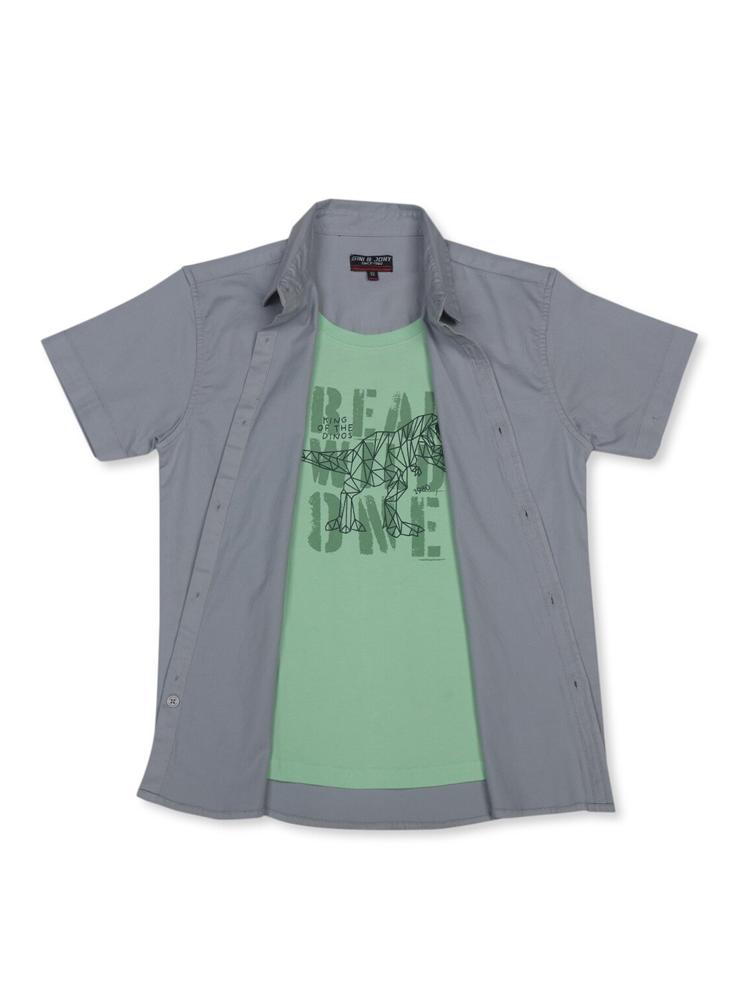 

Gini and Jony Boys Opaque Casual Shirt, Grey