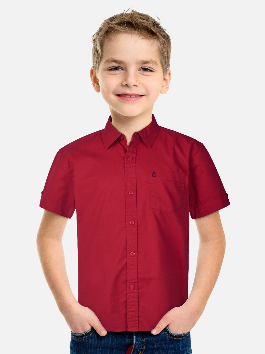 

Gini and Jony Boys Spread Collar Cotton Casual Shirt, Red