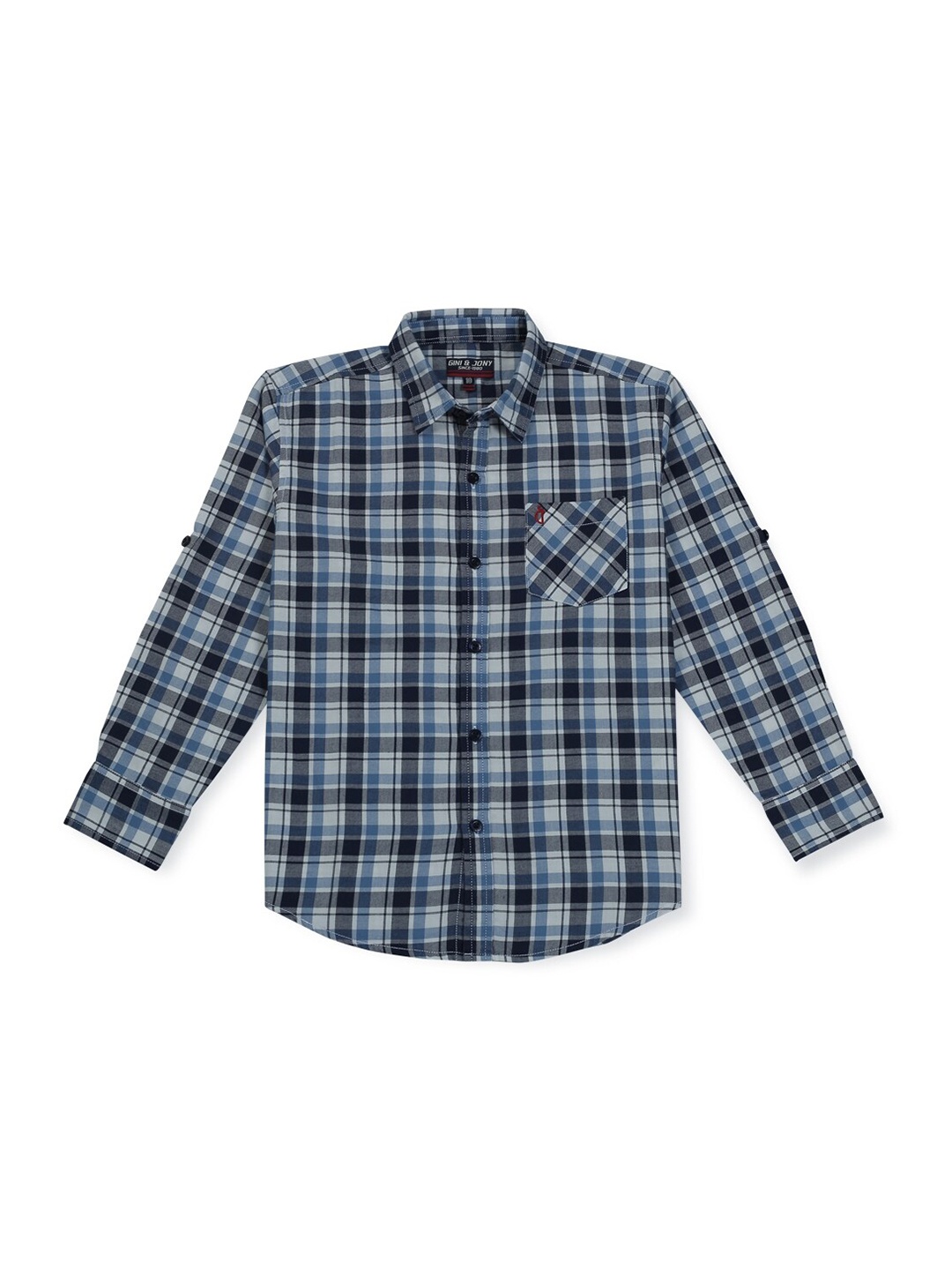 

Gini and Jony Boys Checked Cotton Casual Shirt, Navy blue