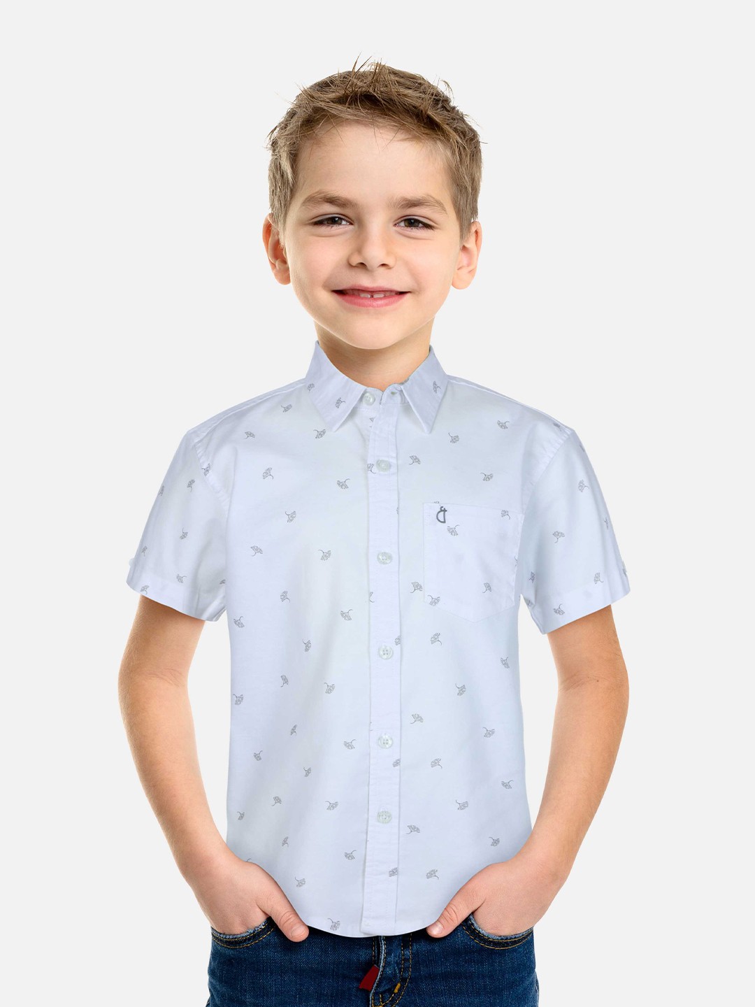 

Gini and Jony Boys Floral Printed Cotton Casual Shirt, White