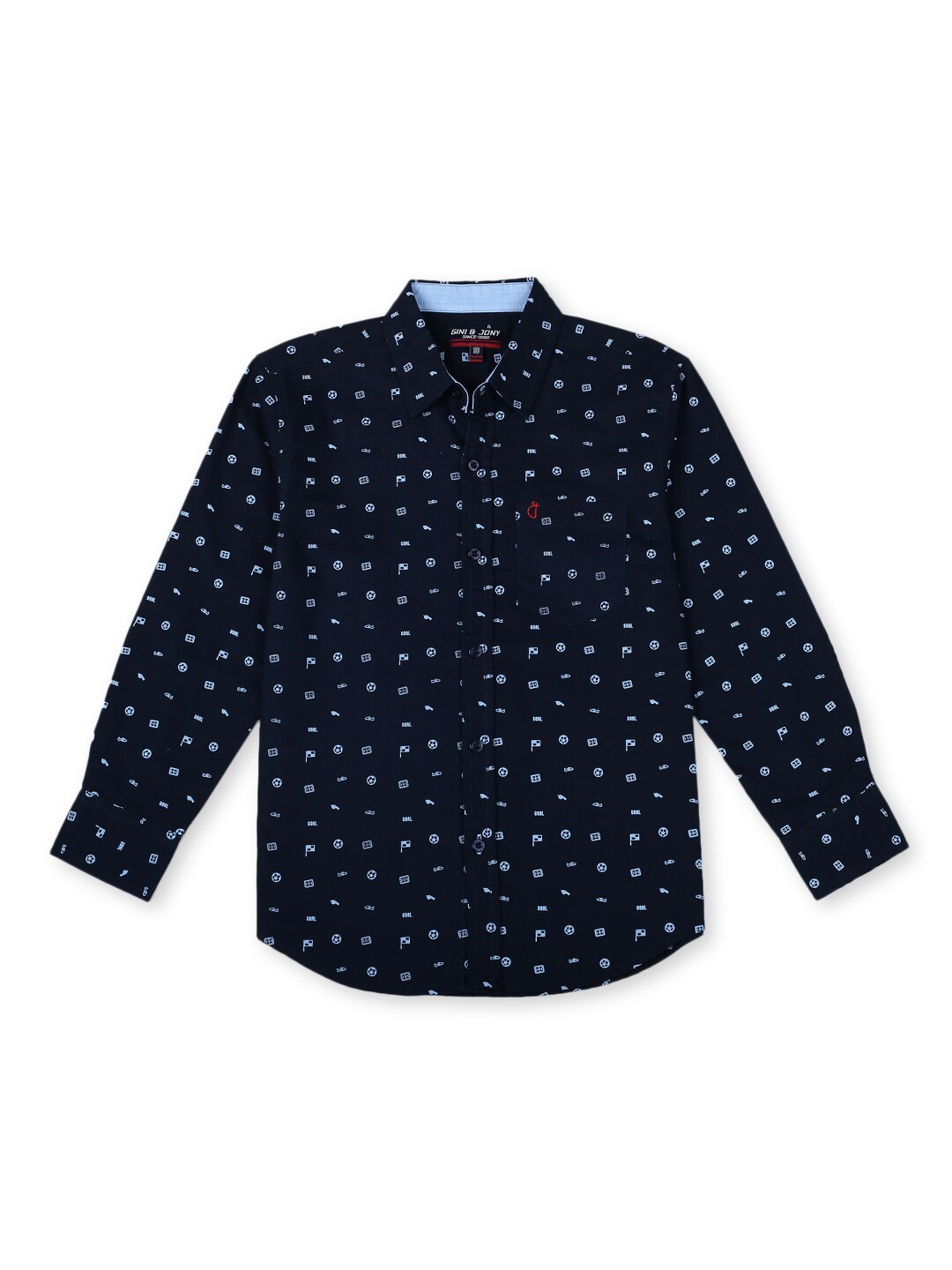 

Gini and Jony Boys Conversational Printed Cotton Casual Shirt, Navy blue