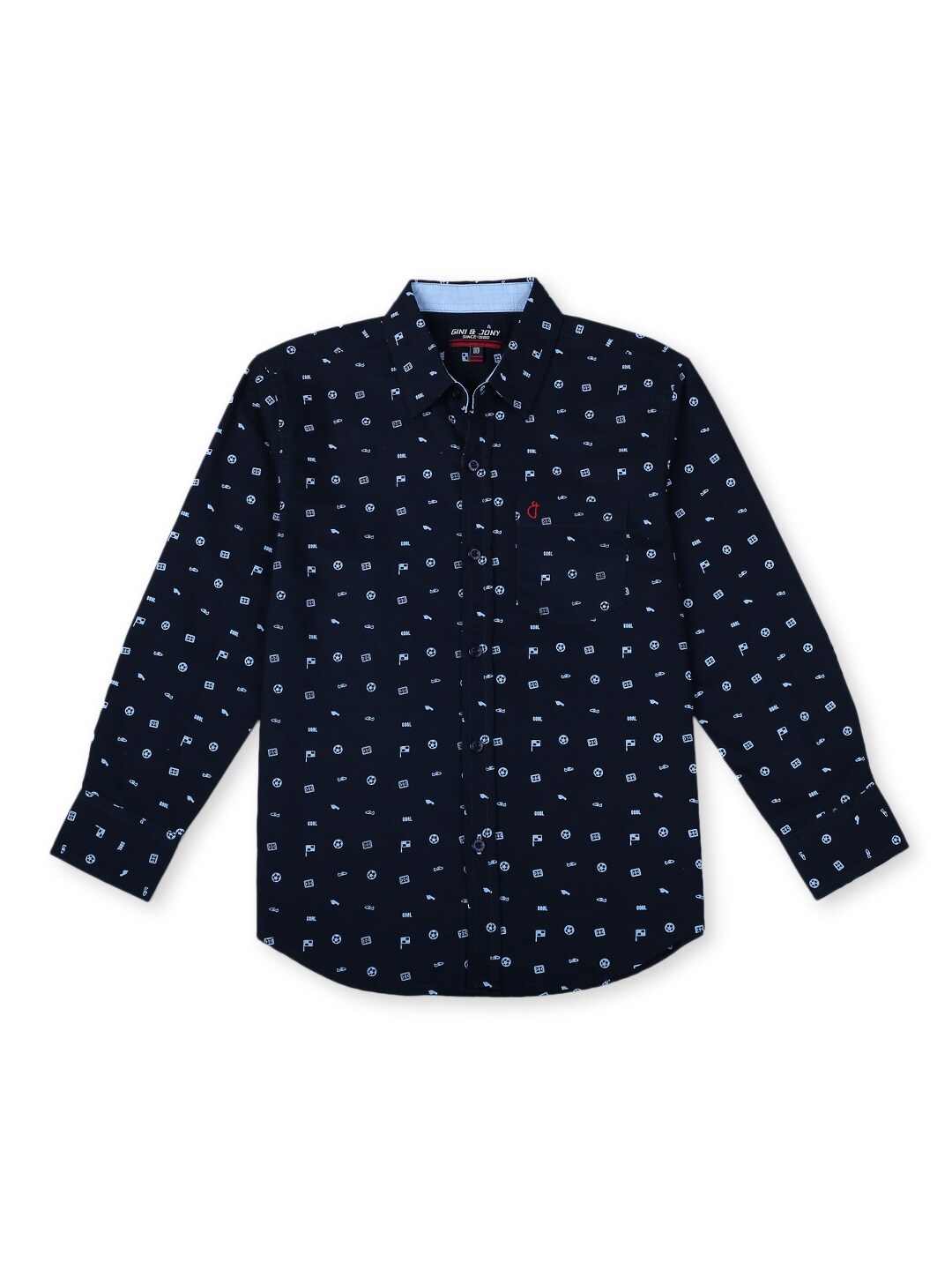 

Gini and Jony Boys Conversational Printed Casual Cotton Shirt, Navy blue