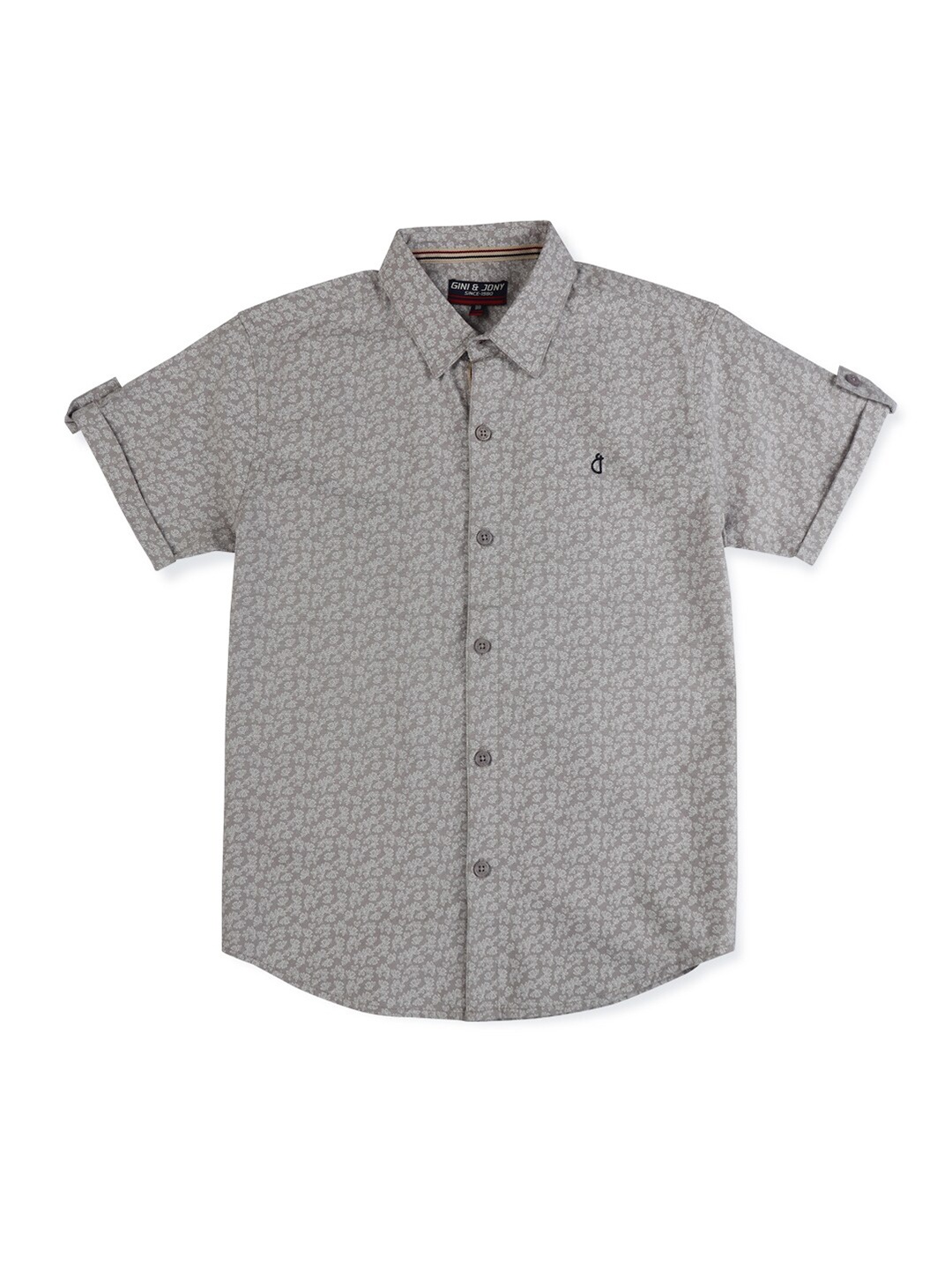 

Gini and Jony Boys Floral Printed Cotton Casual Shirt, Grey