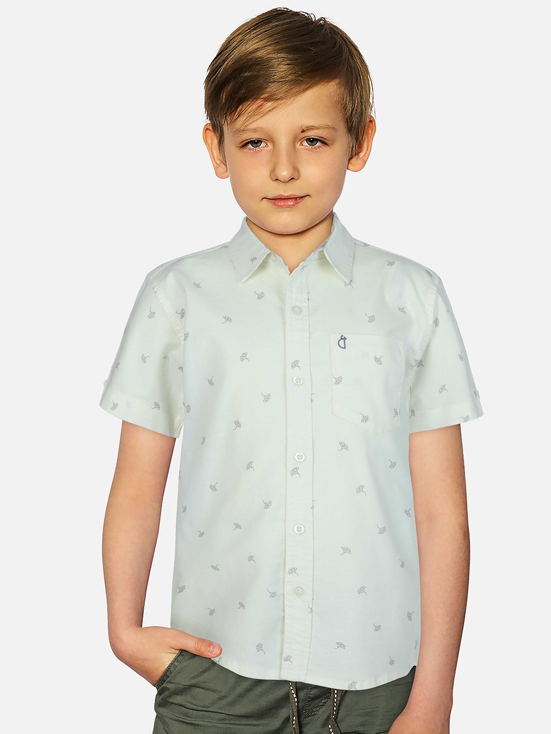 

Gini and Jony Boys Printed Comfort Cotton Casual Shirt, White