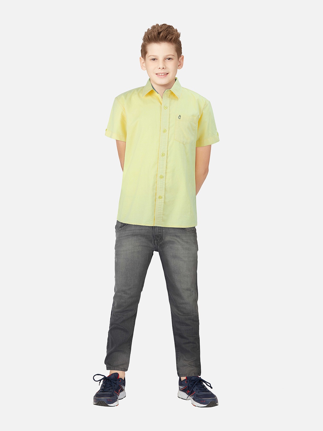 

Gini and Jony Boys Opaque Twill Cotton Casual Shirt, Yellow