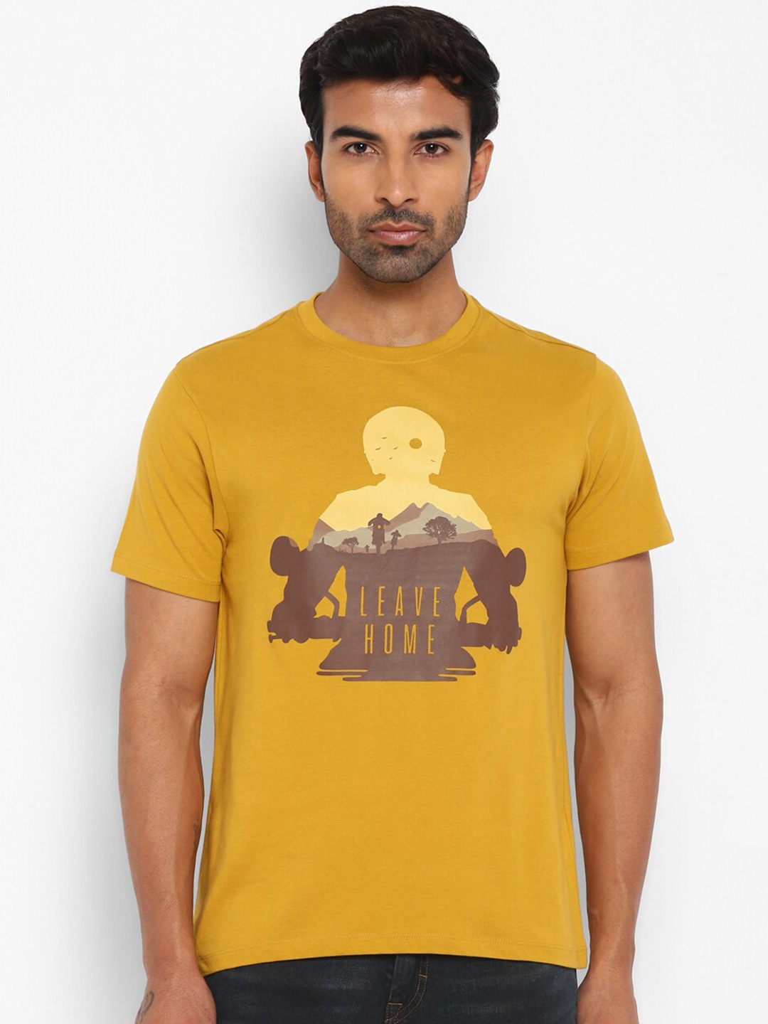 

Royal Enfield Graphic Printed Pure Cotton T-shirt, Mustard