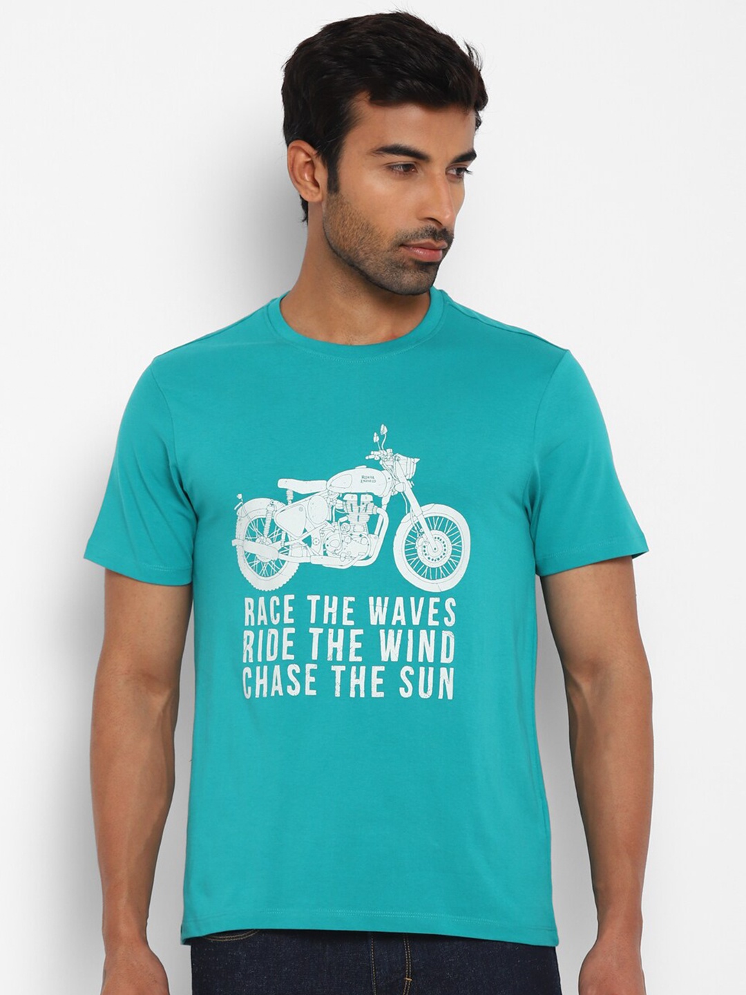 

Royal Enfield Typography Printed Pure Cotton T-shirt, Green
